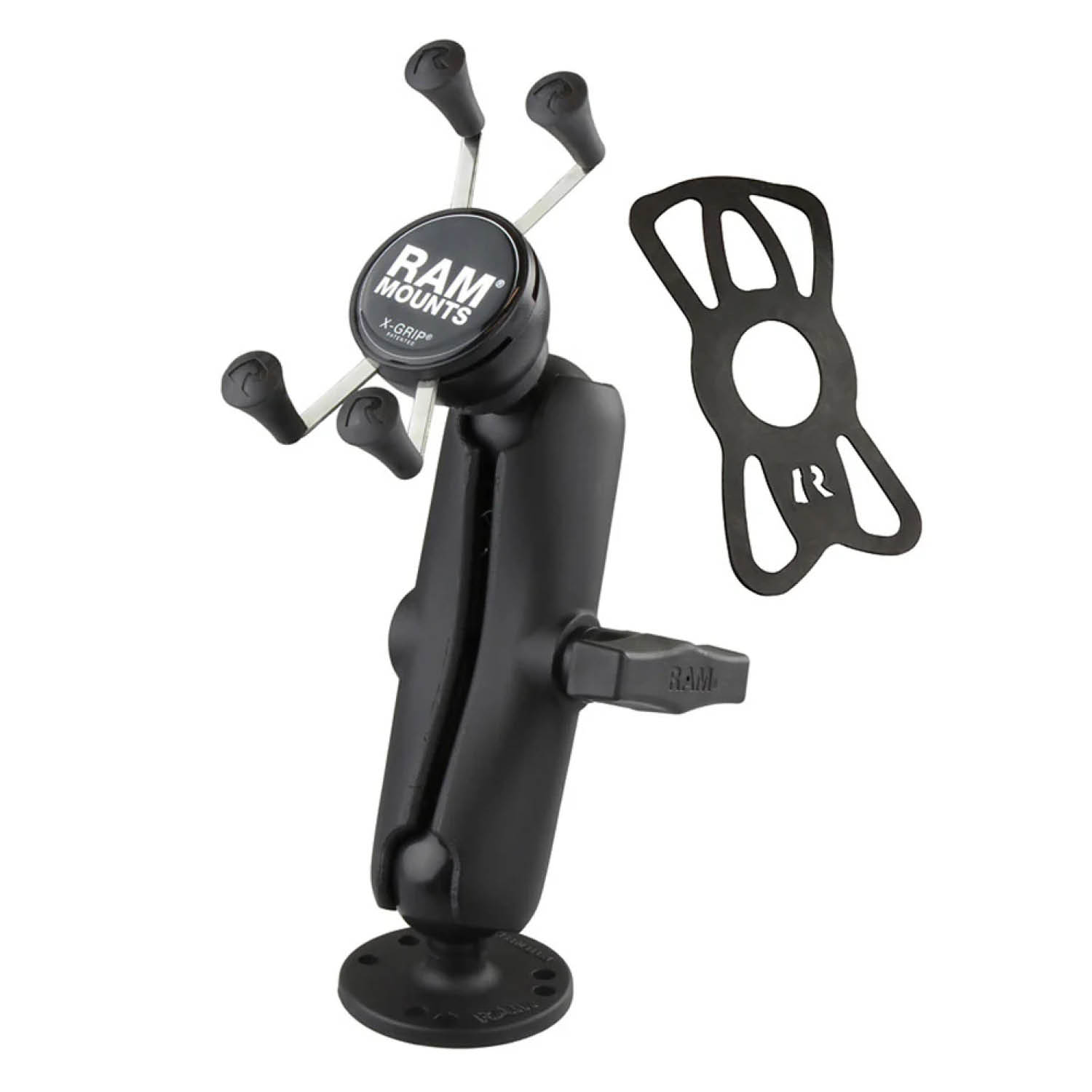 RAM Mounts X-Grip Aufbauhalterung für Smartphones - Bis 82,55 mm Breite - Mittlerer Verbindungsarm - Runde Basisplatte (AMPS) - C-Kugel (1,5 Zoll) - Schrauben-Set