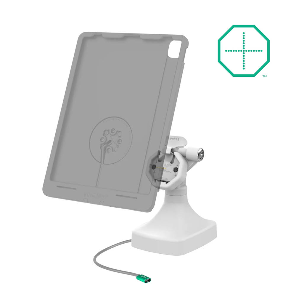 RAM Mounts GDS® Uni-Conn™ Stand-Dockingstation dreh-/schwenkbar - abschließbar, USB-C, 2 USB-A, Pogo Pins rückseitig, hellgrau