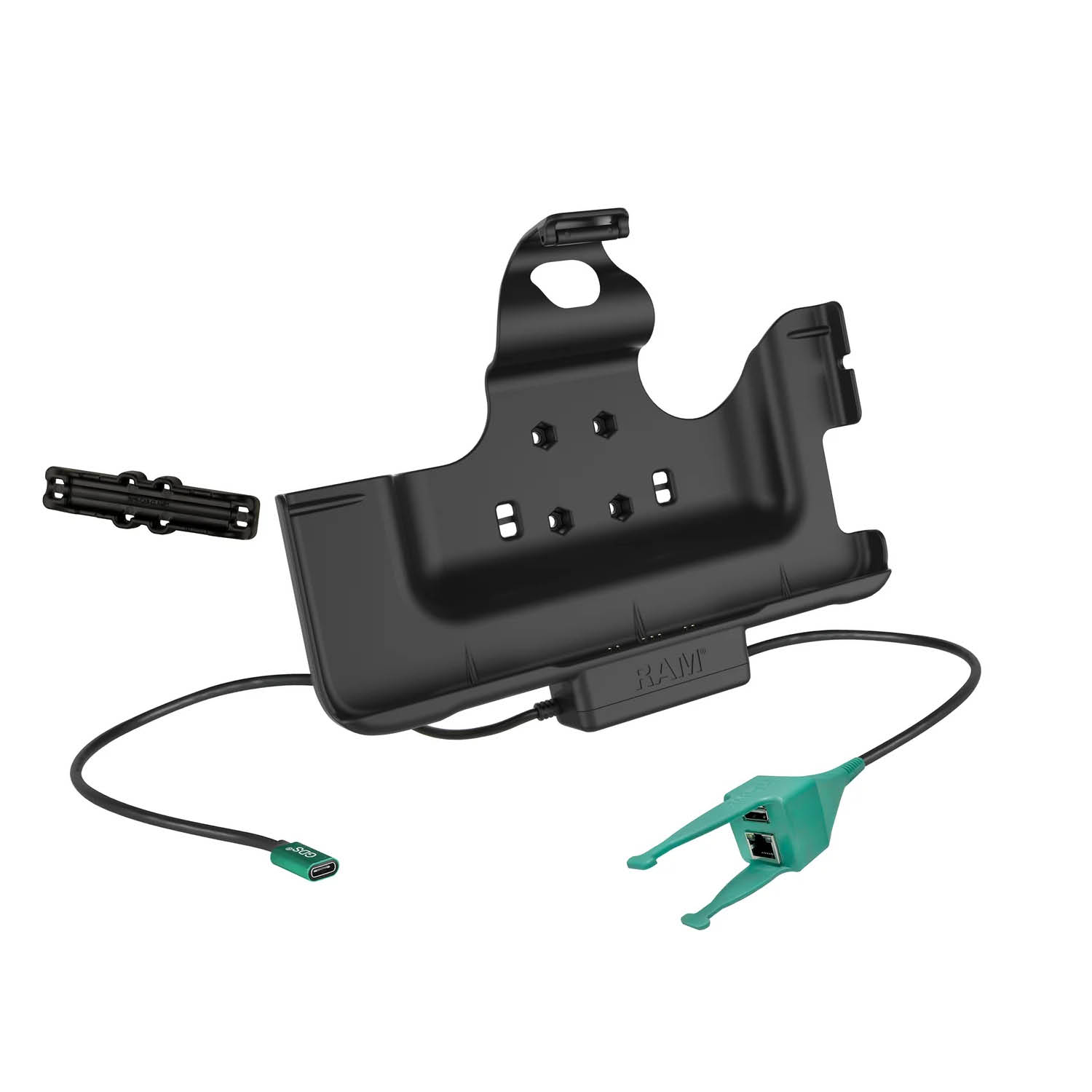 RAM Mounts Ladestation für Samsung Tab Active5 Pro & 4 Pro - USB-C Stromzufuhr, USB-A & RJ45 Schnittstelle, 4-Loch AMPS