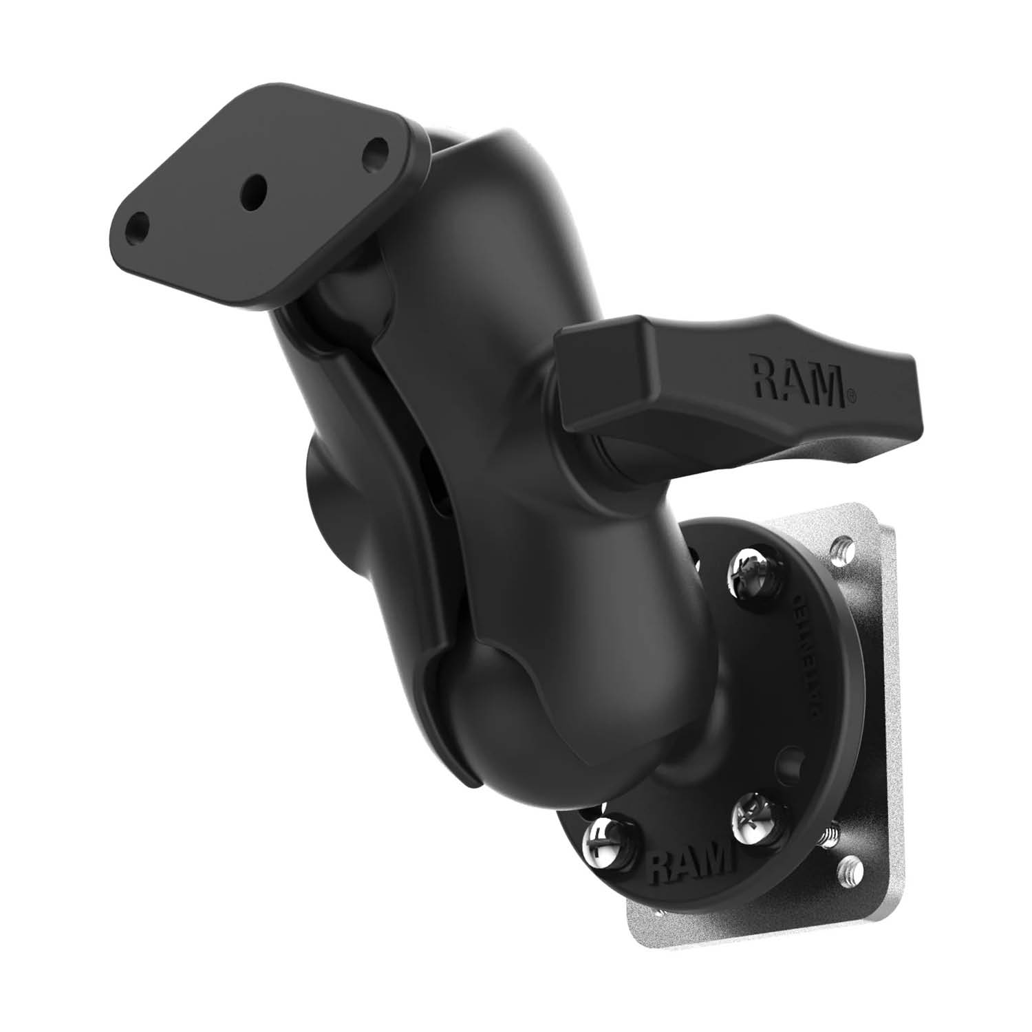RAM Mounts Set mit Gegenplatte - C-Kugel (1,5 Zoll), kurzer Verbindungsarm, 2-Loch AMPS