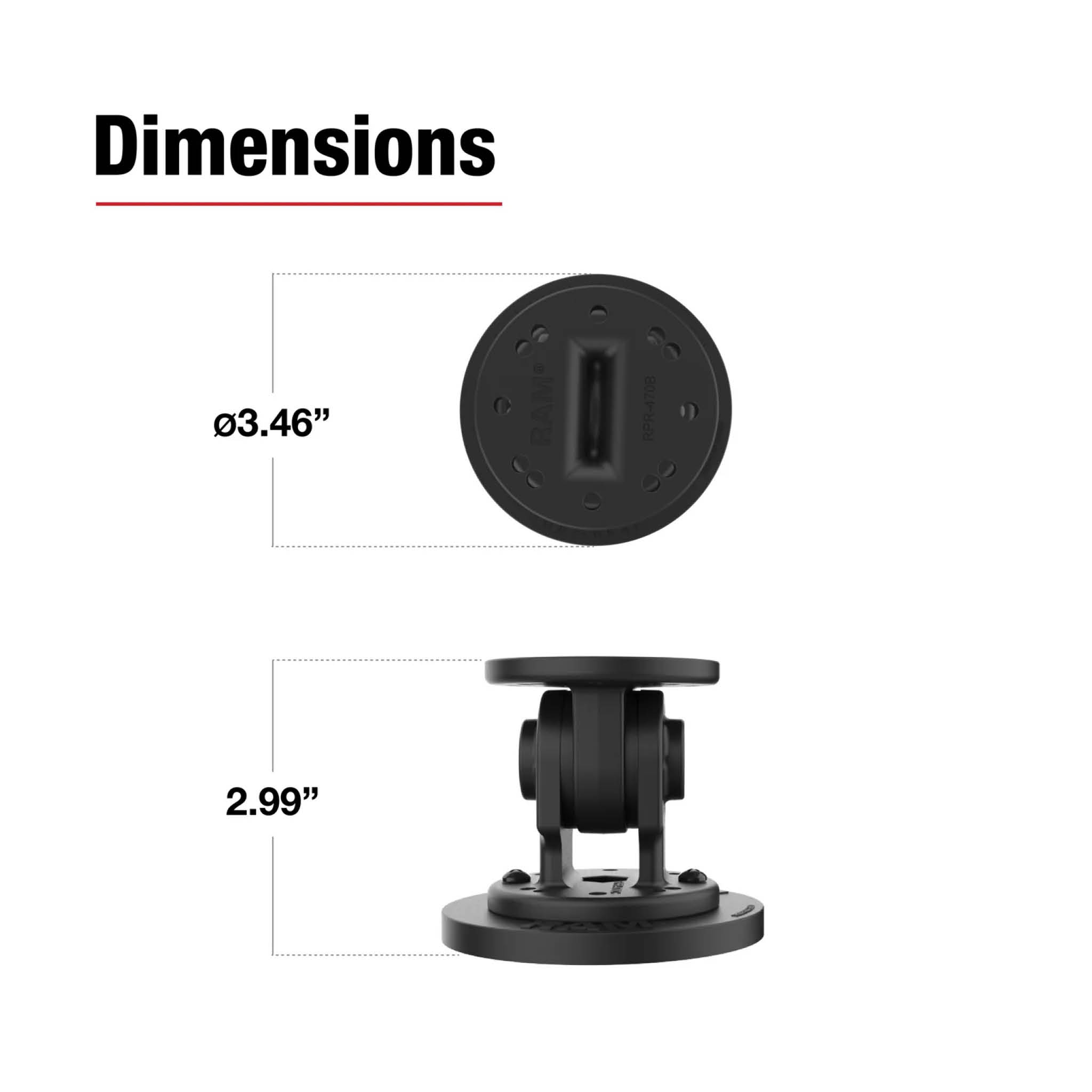 RAM Mounts Drehgelenk-Halterung mit Magnet-Basis (88 mm Durchmesser) - 2-/4-Loch AMPS