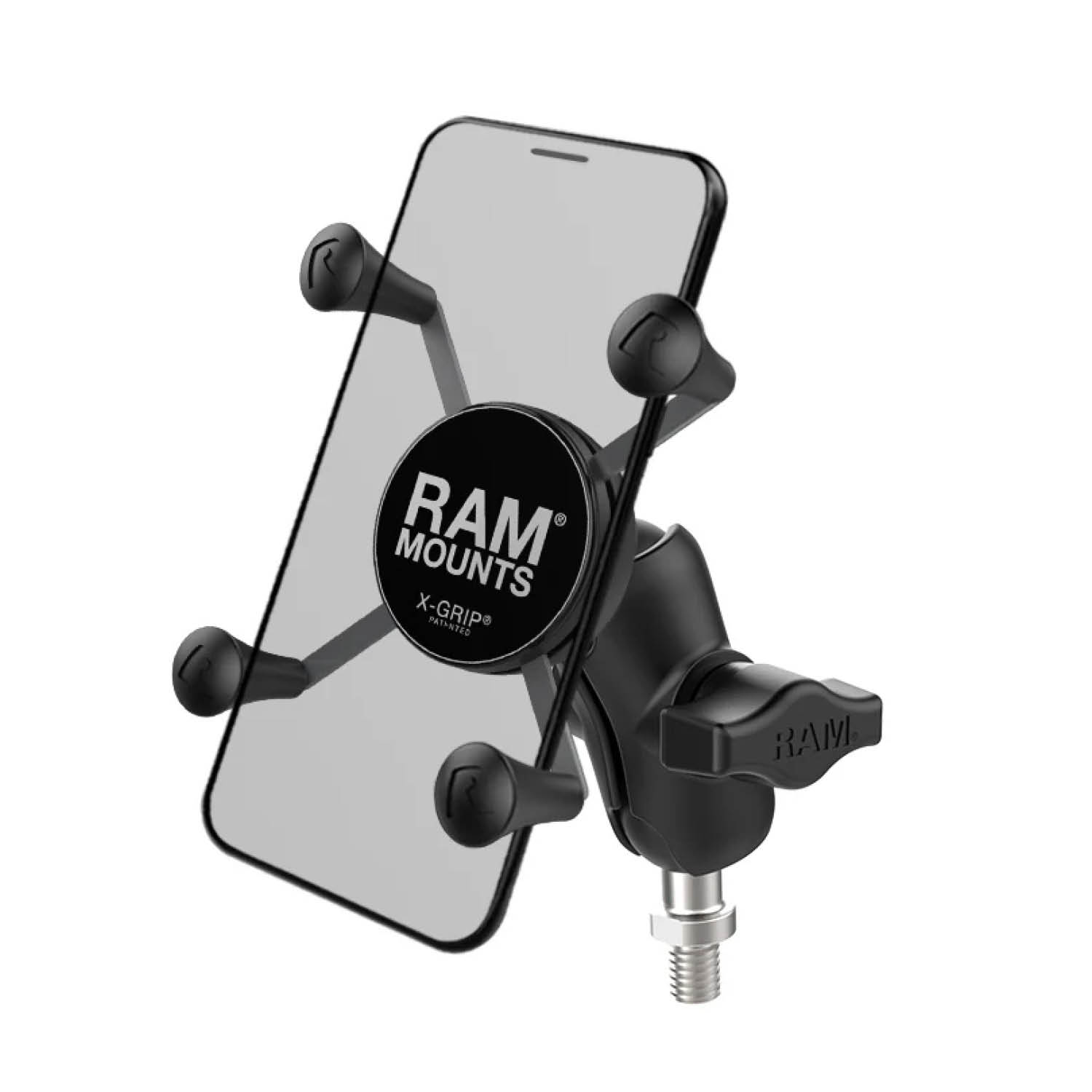 RAM Mounts X-Grip Universalhalterung für Smartphones (Verbundstoff) - Bis 82,55 mm Breite - Kurzer Verbindungsarm - 3/8 Zoll-16 Gewindekugelbasis - B-Kugel (1 Zoll)