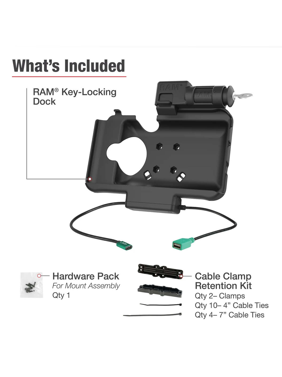 RAM Mounts Form-Fit Halteschale (Schlüsselverriegelung) für Samsung Tab Active3 & Active5 - in OEM/RAM Schutzhülle - USB-C & USB-A-Anschluss