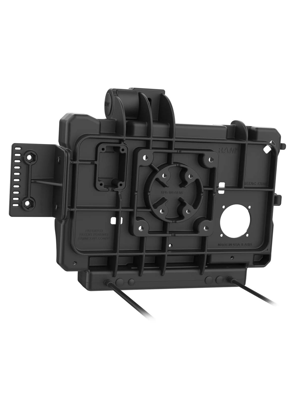 RAM Mounts Form-Fit Halteschale (mit Schnappverschluss) für Getac ZX80 Rugged Tablet - 5.5mm DC Stromanbindung & USB-A Datenanbindung - AMPS 4-Loch Aufnahme - VESA 75x75 - Schrauben-Set