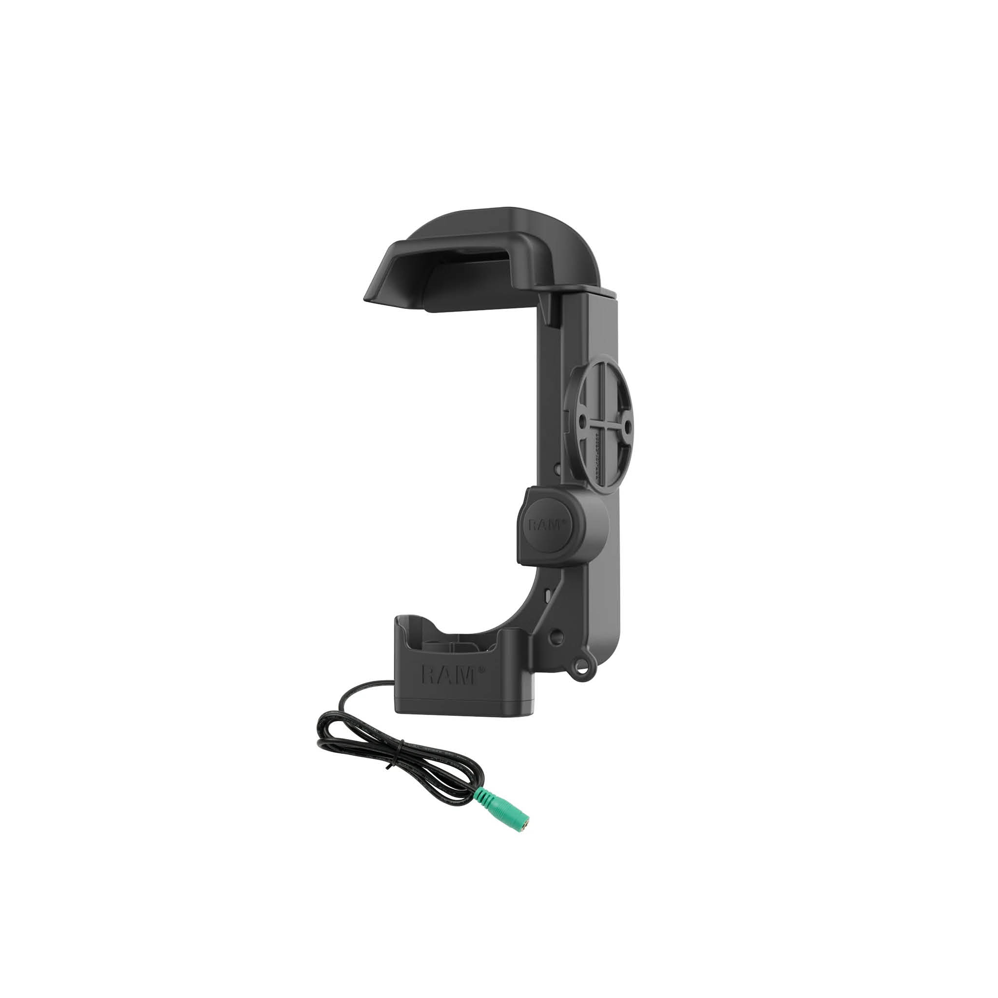 RAM Mounts Halteschale für Zebra MC3300/MC3400/MC3450 - Stromzufuhr über 5,5 mm Klinkenbuchse, 2-Loch AMPS