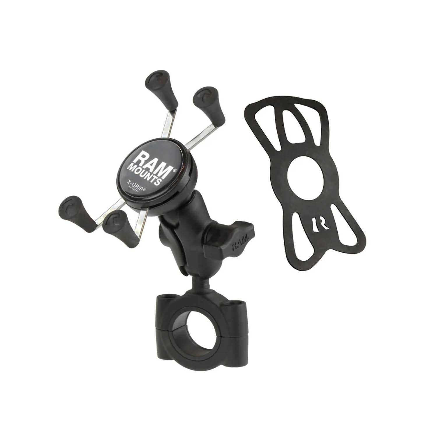 RAM Mounts X-Grip Motorrad-Halterung für Smartphones - Bis 82,55 mm Breite - Kurzer Verbindungsarm - Große Torque Rohrschelle (Durchmesser 28,57 mm bis 38,1 mm) - B-Kugel (1 Zoll)
