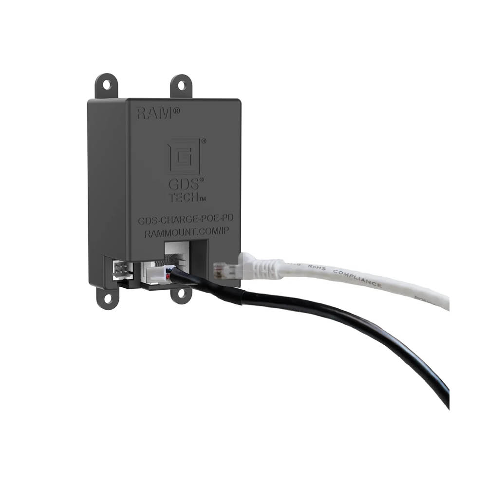 RAM Mounts GDS Uni-Conn Snap-In Ladesockel - 2-Lochmuster AMPS - RJ45-Anschluss - PoE zu PD-Lademodul - Schrauben-Set