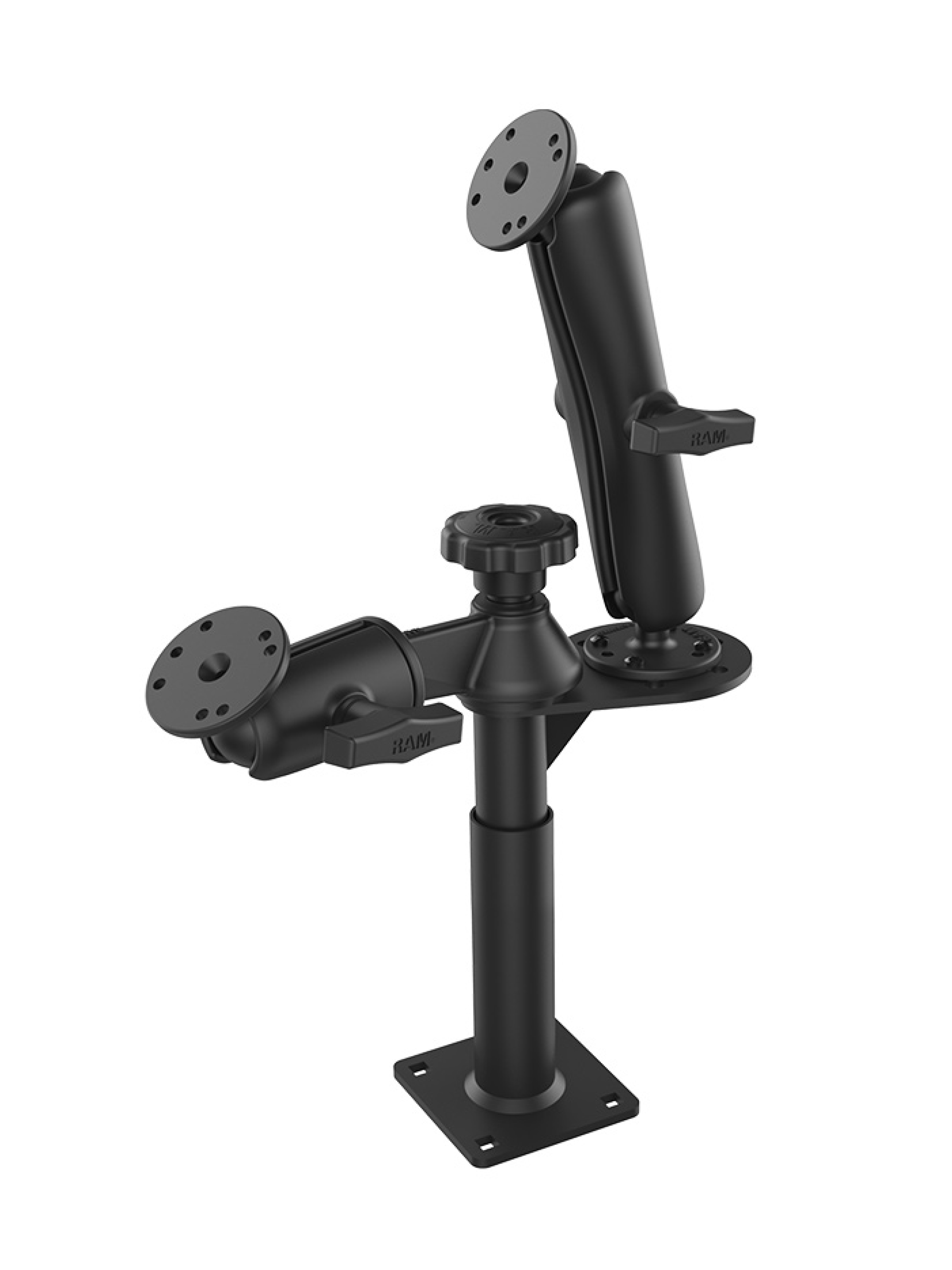 RAM Mounts Tele-Pole Standfuss (5 Zoll) mit Schwenkarm - C-Kugel (1,5 Zoll), runde Basisplatte, AMPS-Anbindung