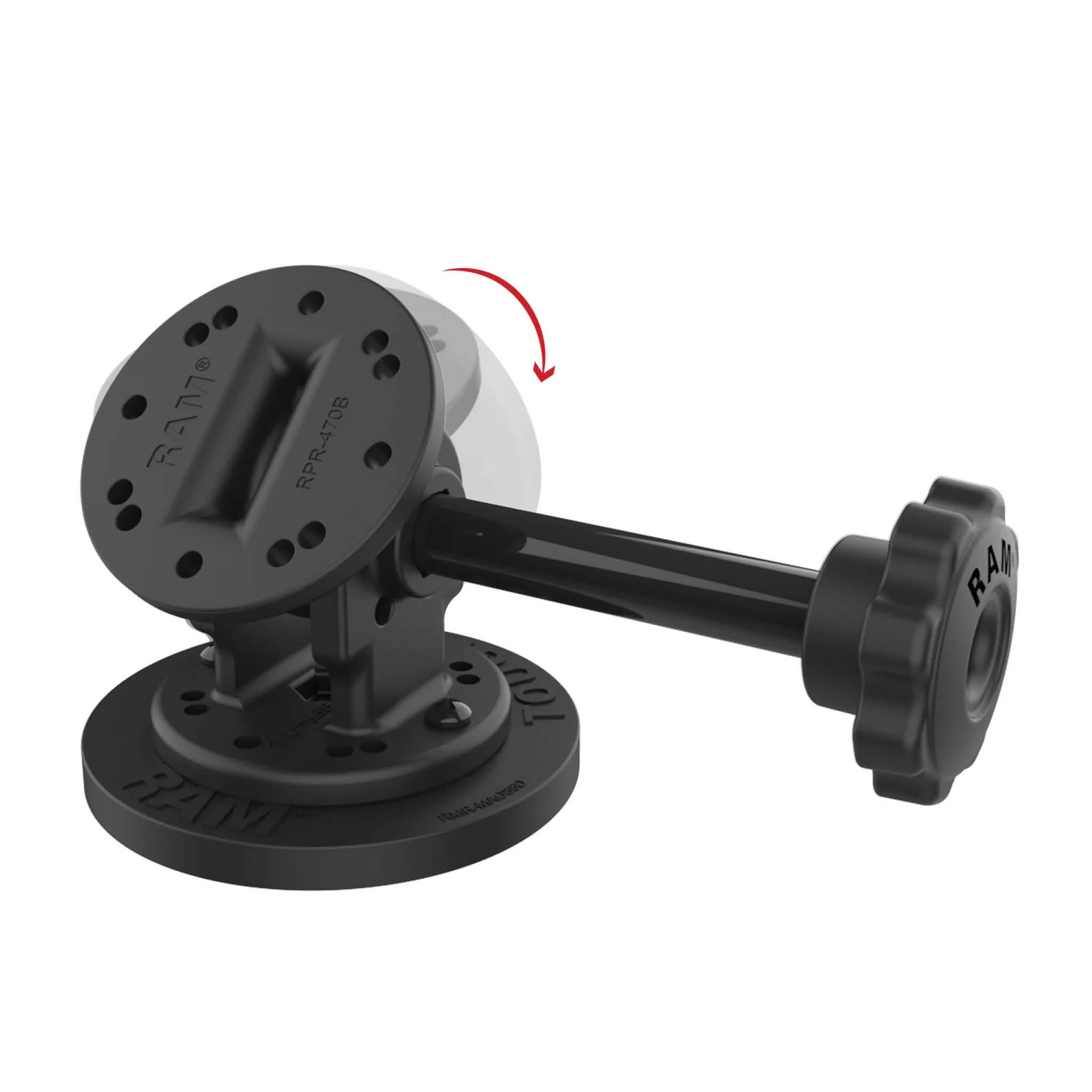 RAM Mounts Drehgelenk-Halterung mit Magnet-Basis (88 mm Durchmesser) und Arretier-Adapter - 2-/4-Loch AMPS