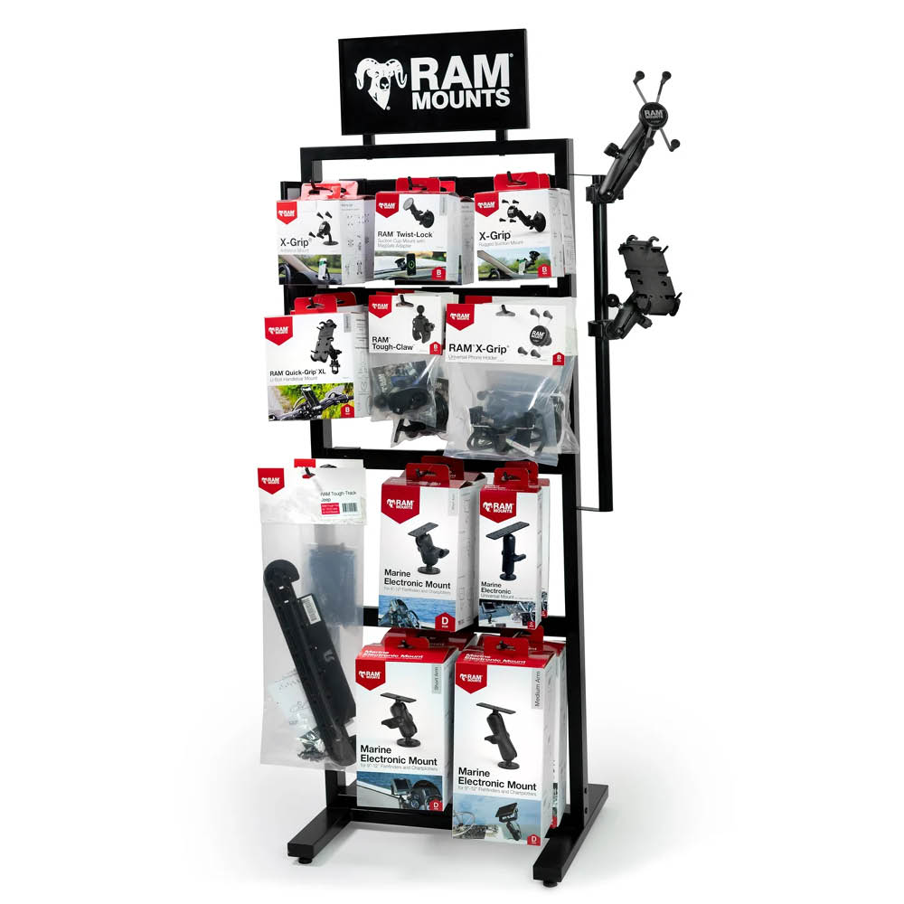 RAM Mounts Stand-Display mit 24 Haken und senkrechtem 1-Zoll (25,4 mm) Rohr - schwarz