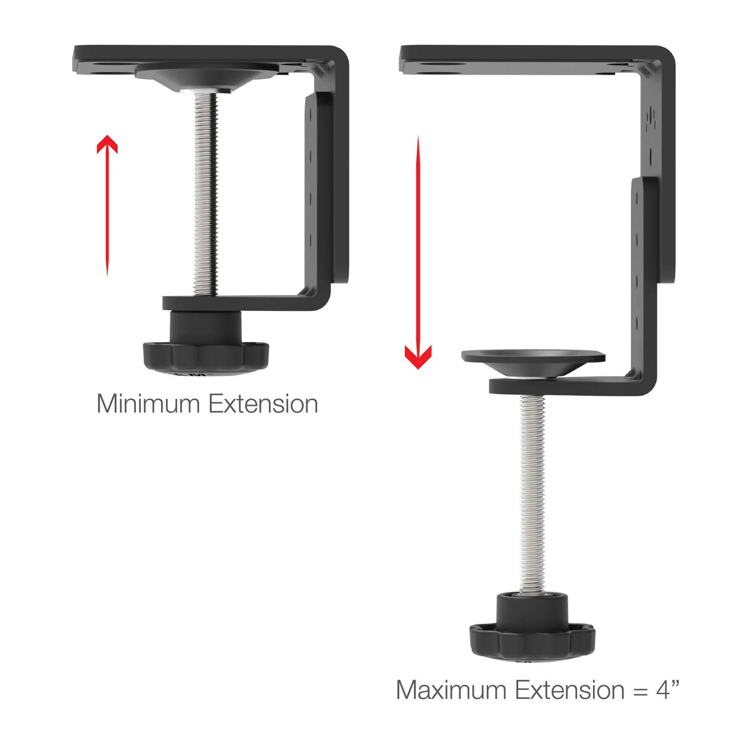RAM Mounts Schraub-Klemme für runde Basisplatten (B-/C-/D-Kugel) und Standfüsse - Klemmbereich 0-101,6 mm, 4-Loch AMPS