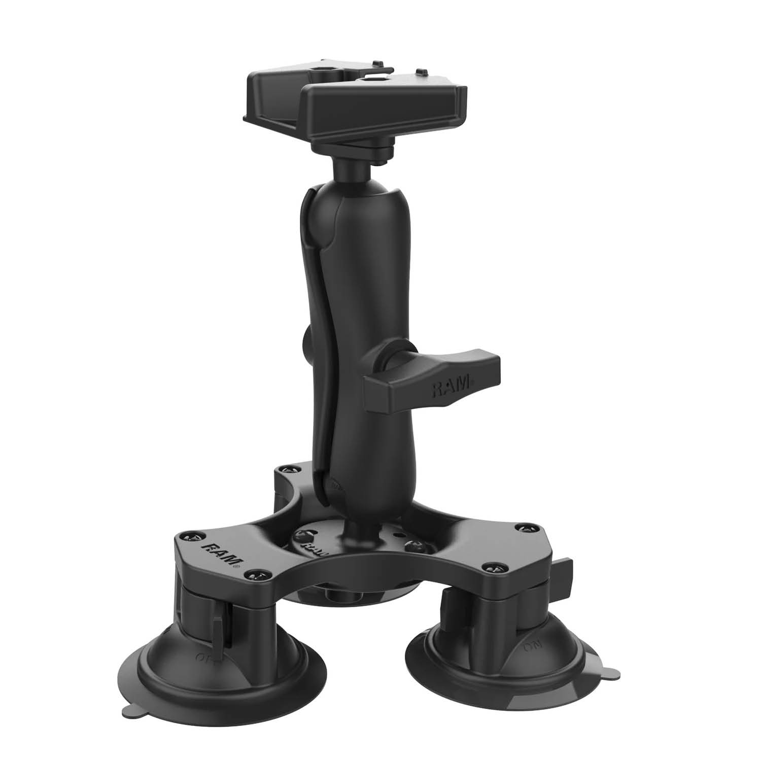 RAM Mounts Dreifach-Saugfuss-Halterung für Starlink Mini - C-Kugel (1,5 Zoll), mittlerer Verbindungsarm