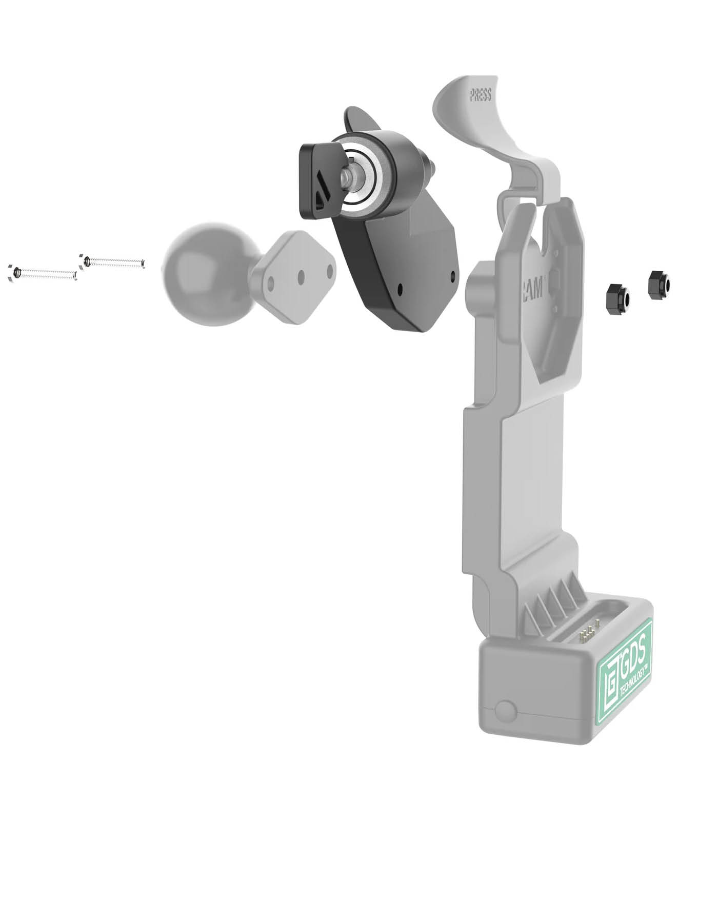 RAM Mounts GDS® Uni-Conn™ Verschluss-Adapter für Snap-In Docks und Halter - Schloß links