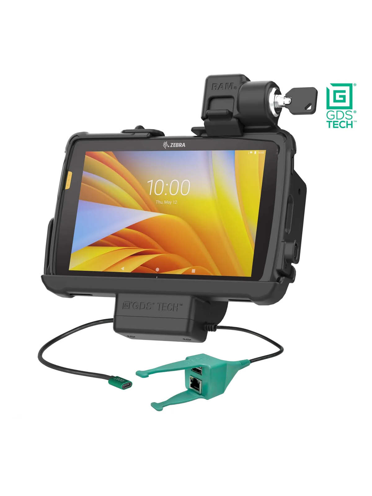 RAM Mounts GDS Halteschale (Schnappverschluss) für Zebra ET40 & ET45 (8“) Tablets in IntelliSkin Schutzhülle - USB-C & USB-A/RJ45-Anschluss