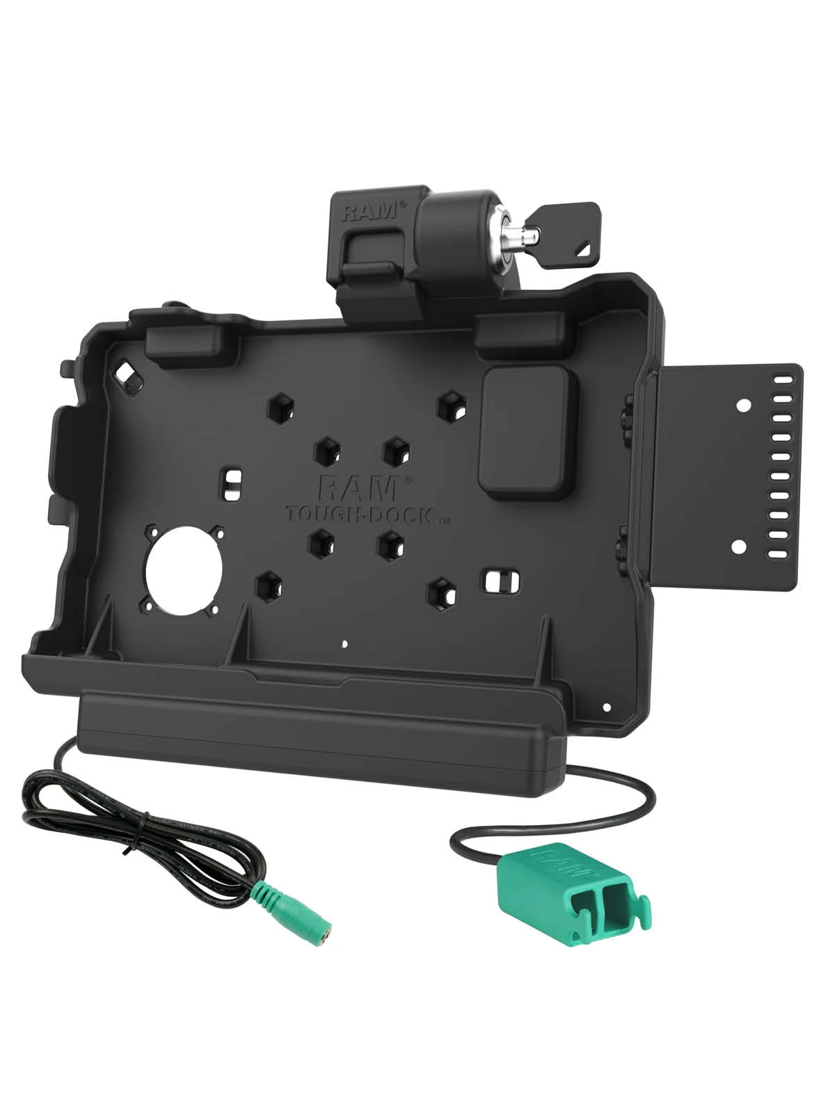 RAM Mounts Form-Fit Docking-Station für Getac ZX80 - abschließbar, Stromversorgung, Dual USB-A Datenanbindung, 4-Loch AMPS- und VESA-Aufnahme