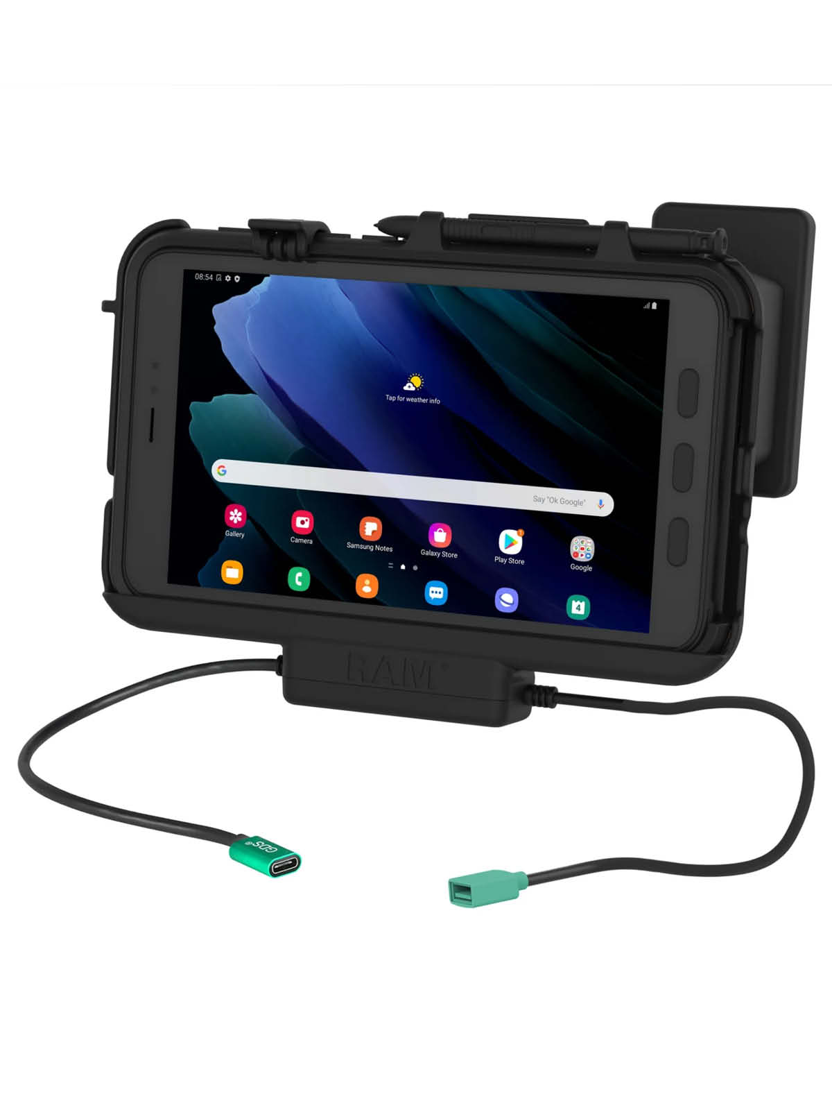 RAM Mounts EZ-Roll'r Halteschale für Samsung Tab Active3 - In OtterBox uniVERSE Schutzhülle - USB-C & USB-A-Anschluss