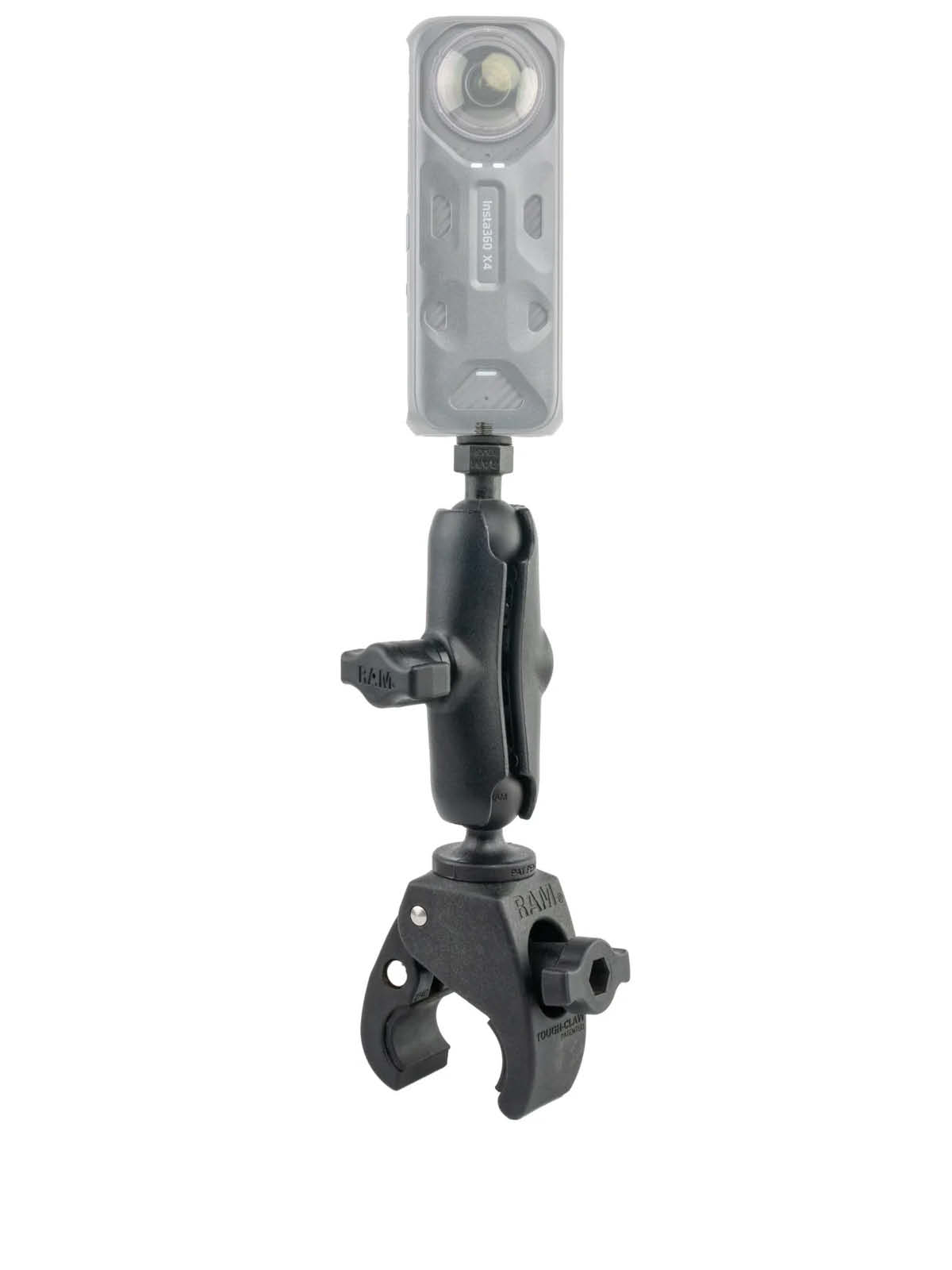 RAM Mounts Tough-Claw Halterung für Insta360 - B-Kugel (1 Zoll), mittlerer Verbindungsarm, für Durchmesser 15,9-29,0 mm