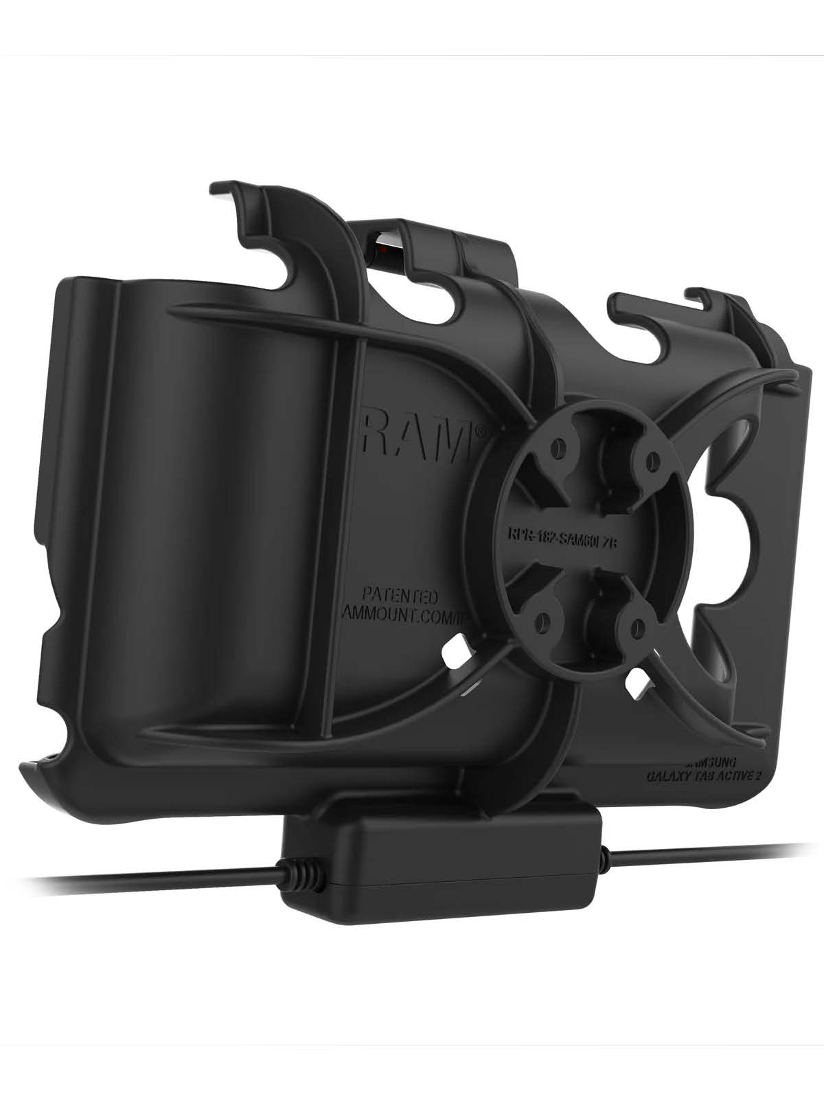 RAM Mounts EZ-Roll'r Halteschale Samsung Tab Active5 & 3 - Fahrzeug-Ladegerät, USB-C Eingang, USB-A Ausgang, AMPS-Aufnahme