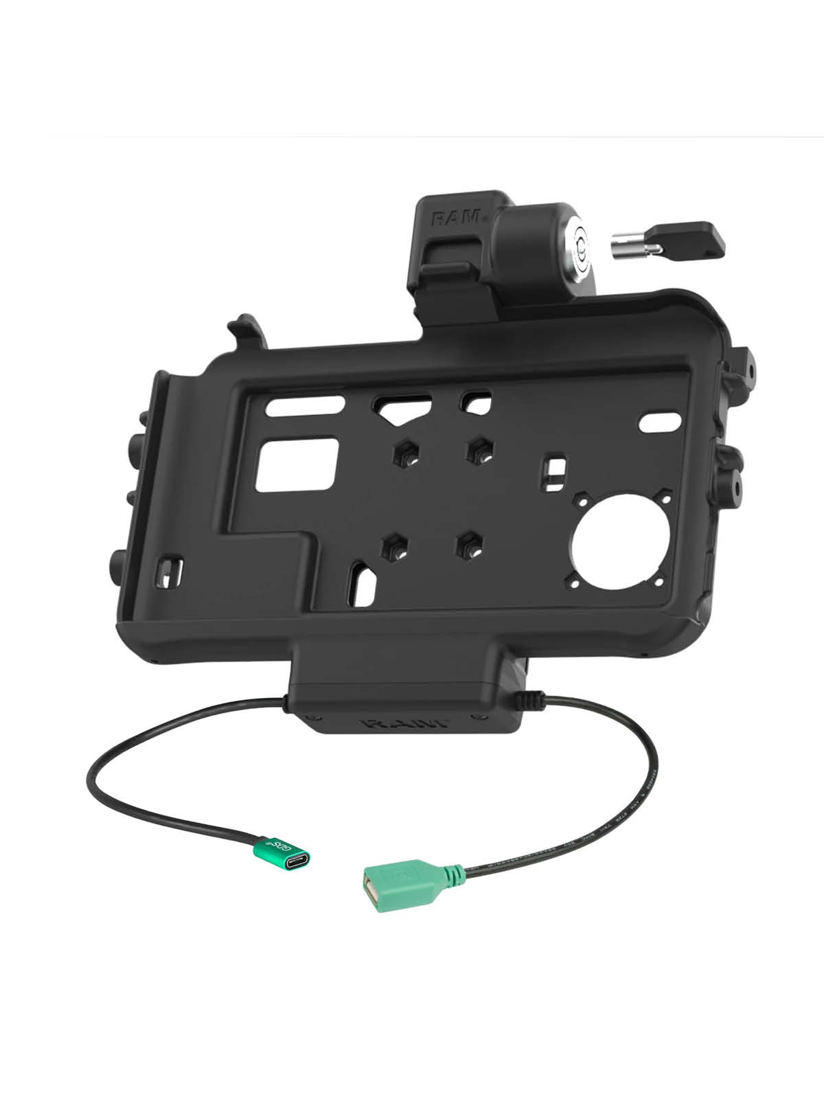 RAM Mounts Form-Fit Low Profile Halteschale (Schlüsselverriegelung) für Samsung Tab Active3 & Active5 - In OEM/RAM Schutzhülle - USB-C & USB-A-Anschluss