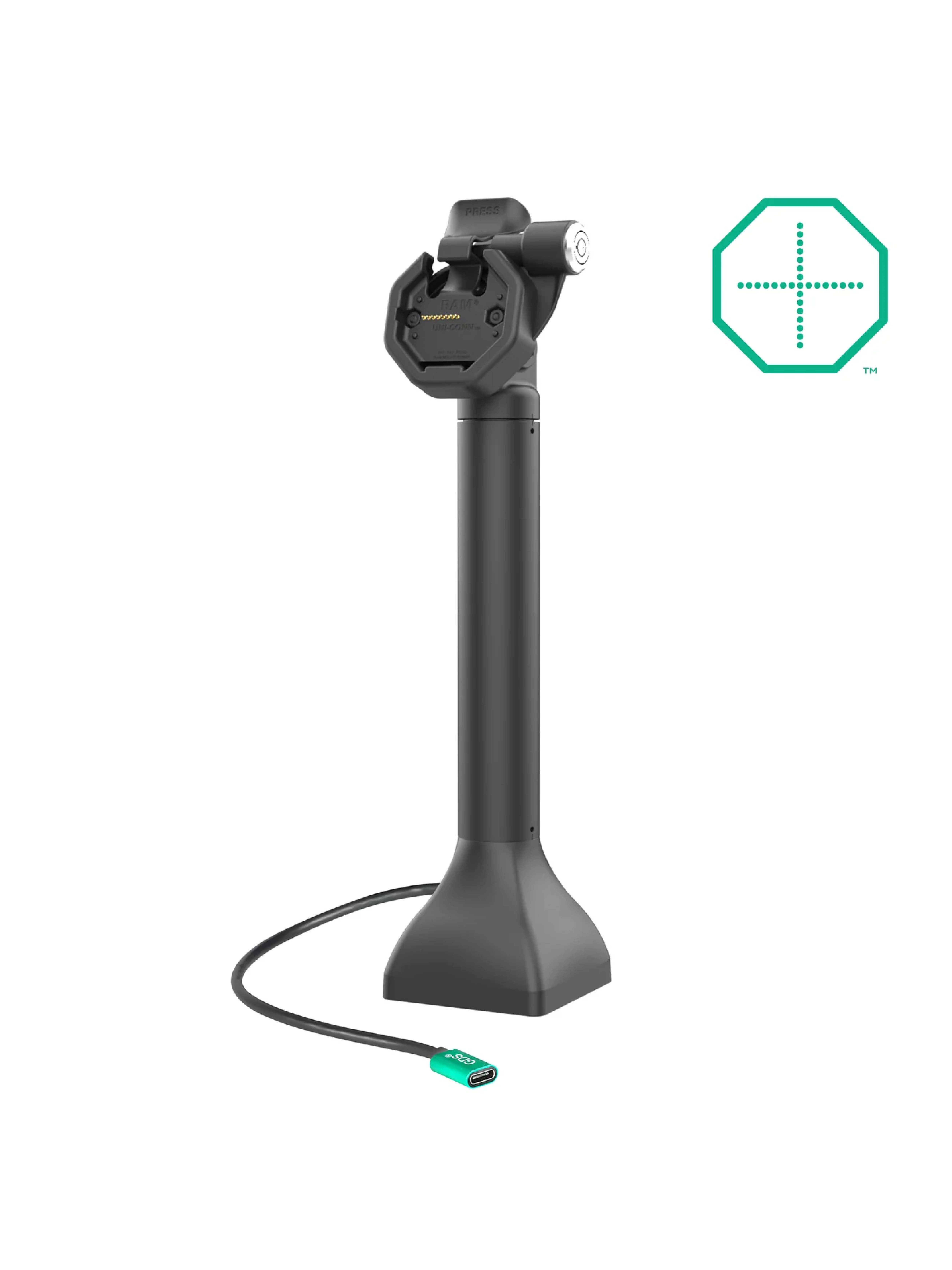 RAM Mounts GDS® Uni-Conn™ Stand-Dockingstation (14 Zoll) dreh-/schwenkbar - abschließbar, USB-C, Pogo Pins rückseitig