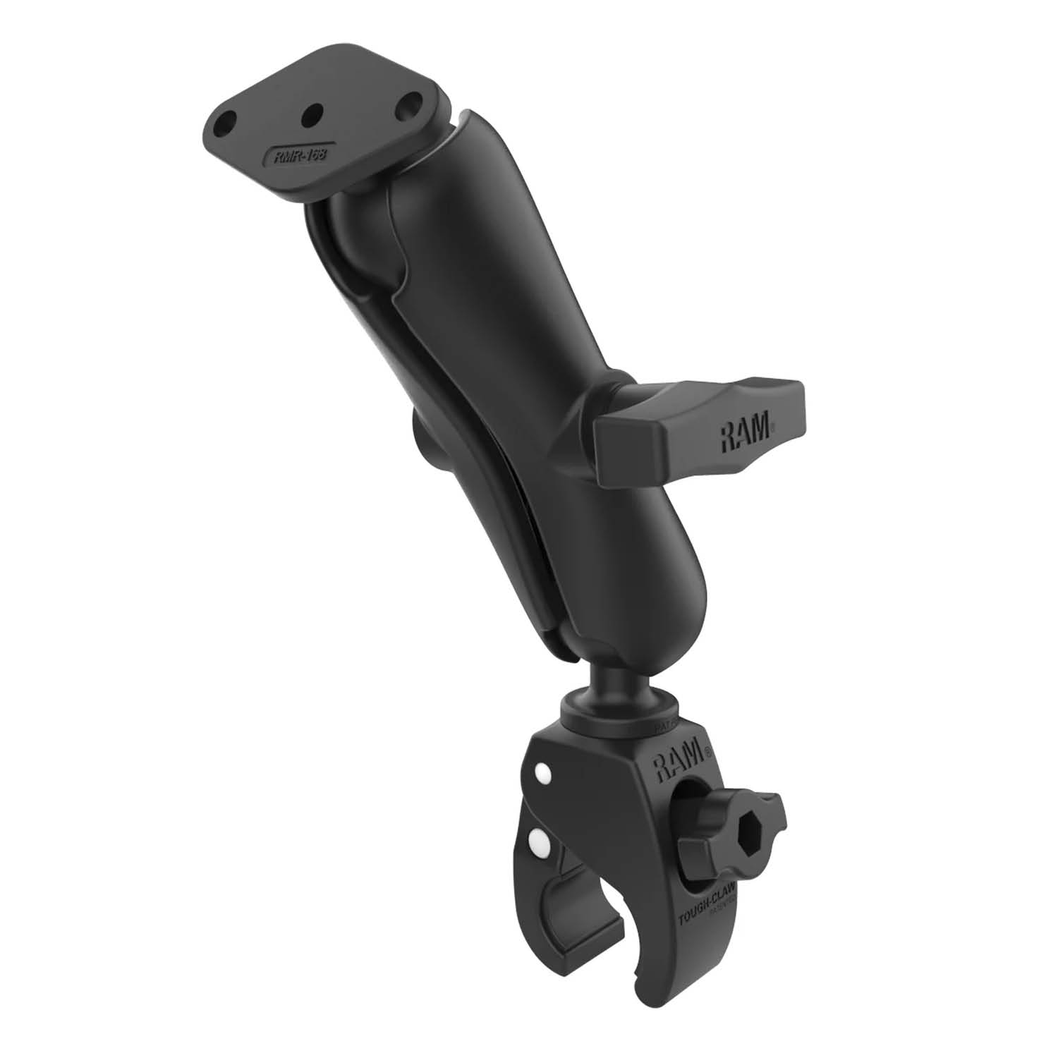 RAM Mounts Tough-Claw Set - C-Kugel (1,5 Zoll), Tough-Claw klein (Durchmesser 15,88-28,96 mm), mittlerer Verbindungsarm, 2-Loch AMPS