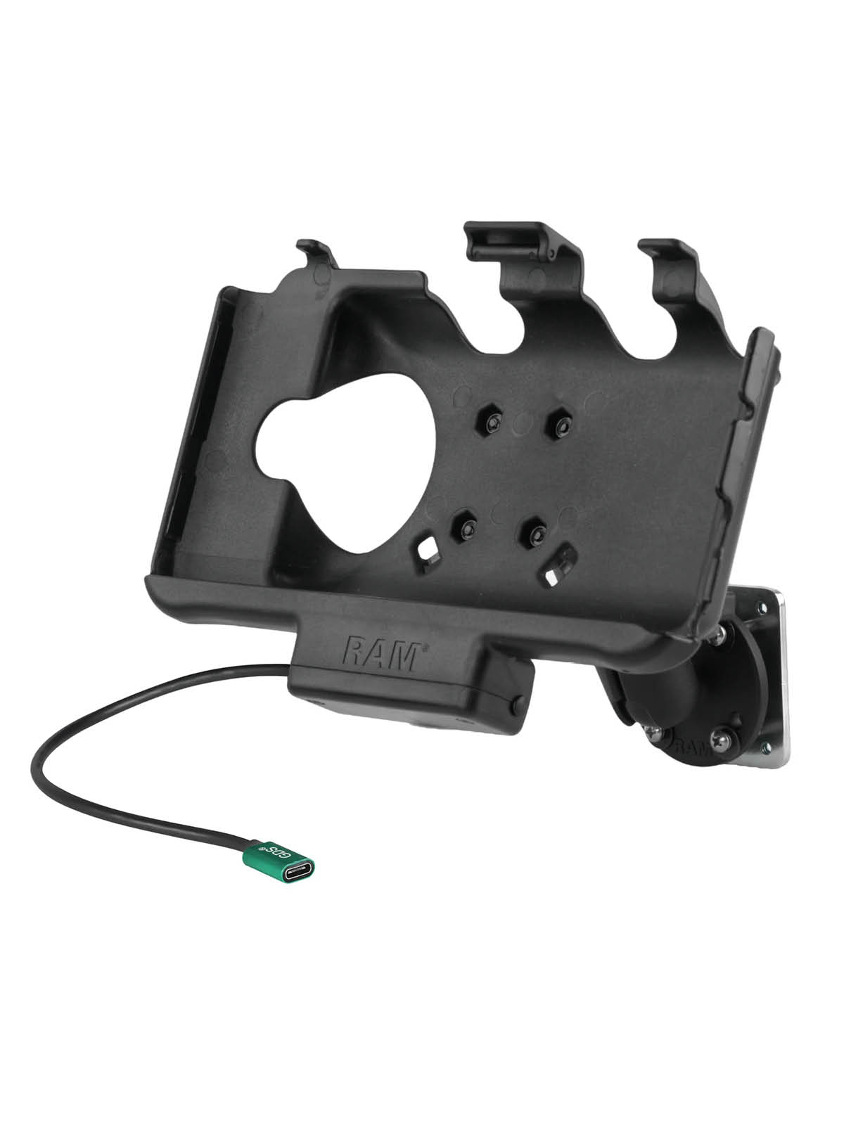 RAM Mounts EZ-Roll'r Fahrzeug-Ladestation für Samsung Tab Active5 & 3 - C-Kugel (1,5 Zoll) mit Gegenplatte, USB-C Eingang