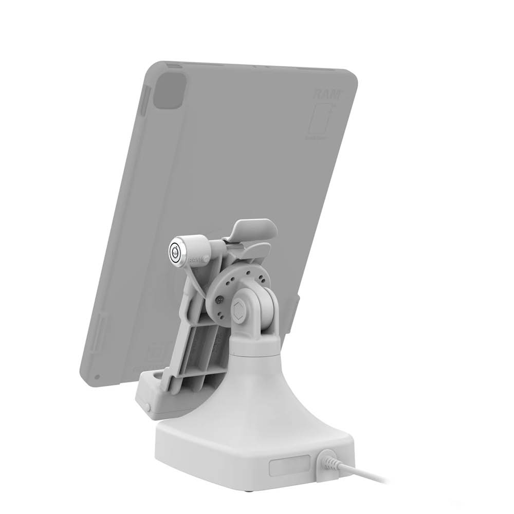 RAM Mounts GDS® Uni-Conn™ Stand-Dockingstation dreh-/schwenkbar - abschließbar, USB-C, hellgrau