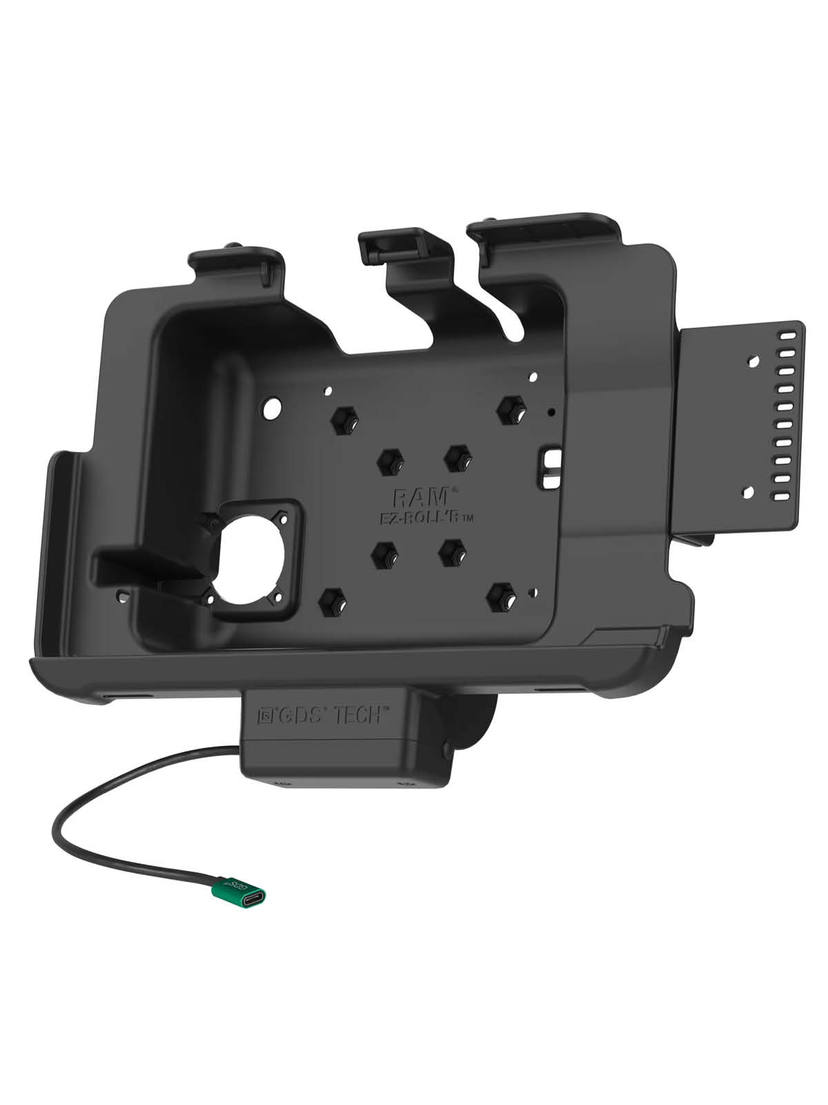 RAM Mounts GDS EZ-Roll'r Halteschale für Zebra ET40 & ET45 10 Zoll Tablets (in IntelliSkin Schutzhülle) - USB-C Stromversorgung - AMPS 4-Loch Aufnahme - VESA 75x75 - Schrauben-Set