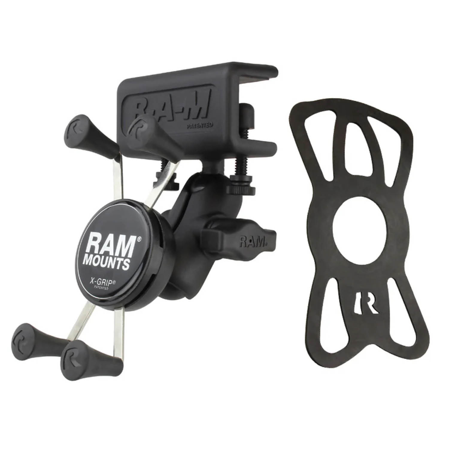 RAM Mounts X-Grip Luftfahrt-Panelhalterung für Smartphones - Bis 82,55 mm Breite - Kurzer Verbindungsarm - Panelklammer (Klemmbereich max. 15,87 mm) - B-Kugel (1 Zoll) - Schrauben-Set