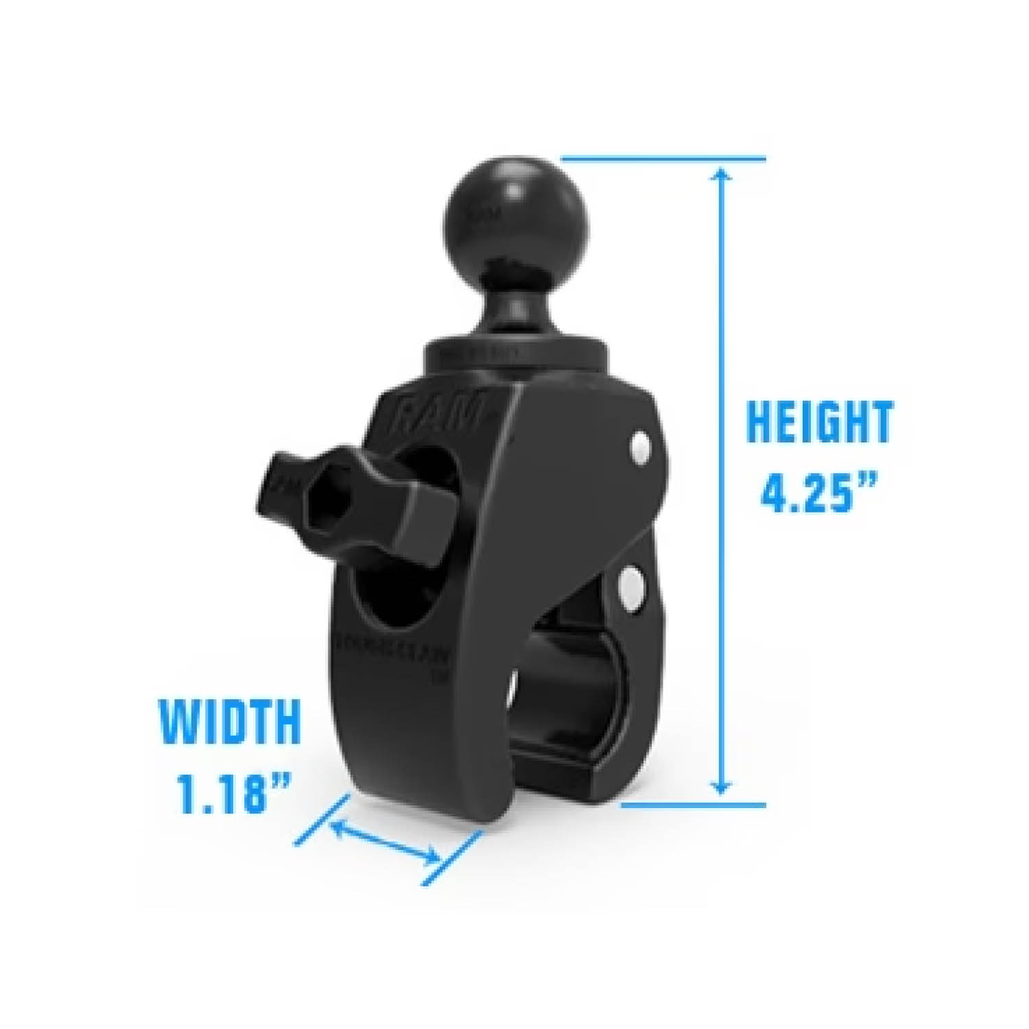 RAM Mounts X-Grip Klemm-Halterung für Smartphones - Bis 114,3 mm Breite - Langer Verbindungsarm - Tough-Claw Klein (Durchmesser 15,87 mm bis 28,95 mm) - B-Kugel (1 Zoll)