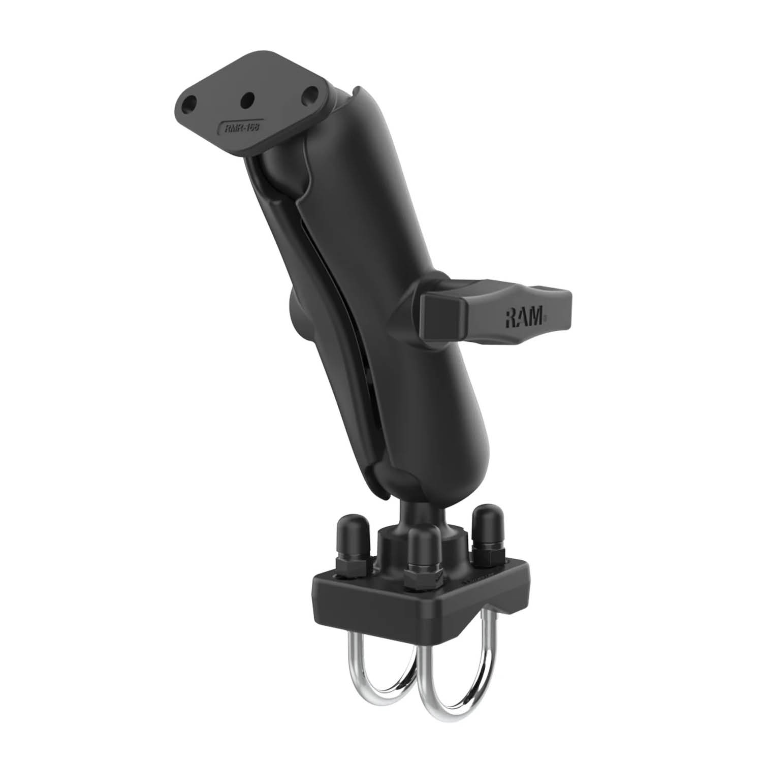 RAM Mounts Set für Lenker/Rohre - C-Kugel (1,5 Zoll), Doppel-Rohrschelle (31,75-38,1 mm), mittlerer Verbindungsarm, Diamond-Basisplatte (2-Loch AMPS)