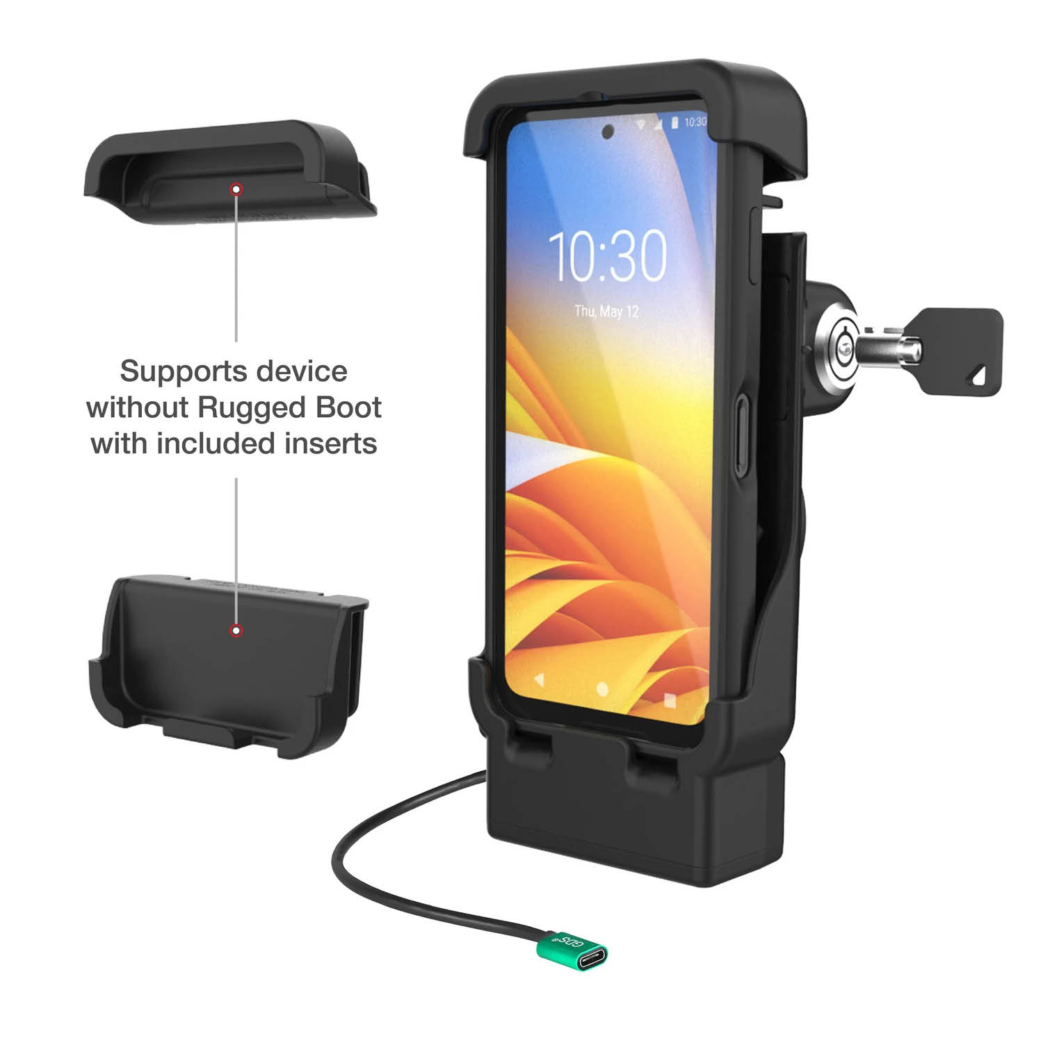 RAM Mounts Fahrzeug Ladestation für Zebra EM45 - abschließbar USB-C, 2-Loch AMPS