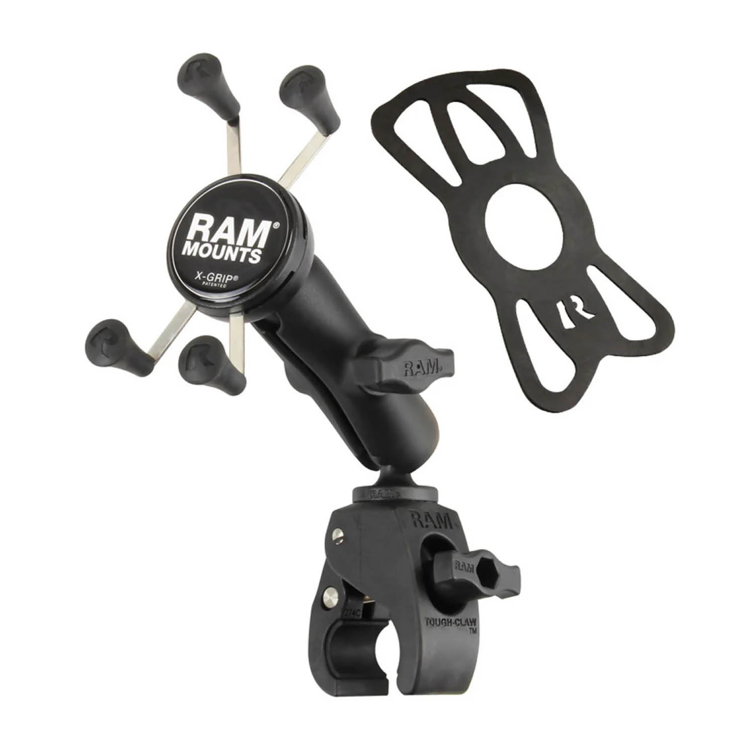 RAM Mounts X-Grip Klemm-Halterung für Smartphones - Bis 82,55 mm Breite - Mittlerer Verbindungsarm - Tough-Claw Klein (Durchmesser 15,87 mm bis 28,95 mm) - B-Kugel (1 Zoll)