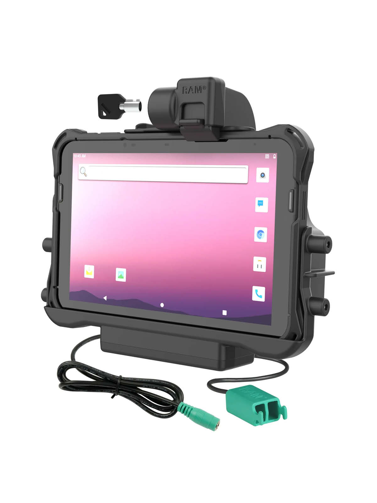 RAM Mounts Form-Fit Halteschale (Schlüsselverriegelung) für Honeywell ScanPal EDA10A Tablet in OEM-Schutzhülle - 5.5mm DC & Dual USB-A-Anschluss