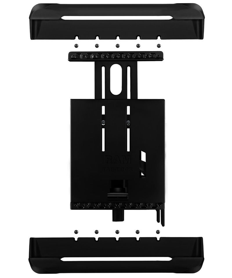 RAM Mounts Tab-Lock (abschließbar) Universal Halteschale für Panasonic Toughpad FZ-A1 und 9 -10 Zoll Tablets (mit /ohne Schutzhülle) - AMPS-Aufnahme, Schrauben-Set