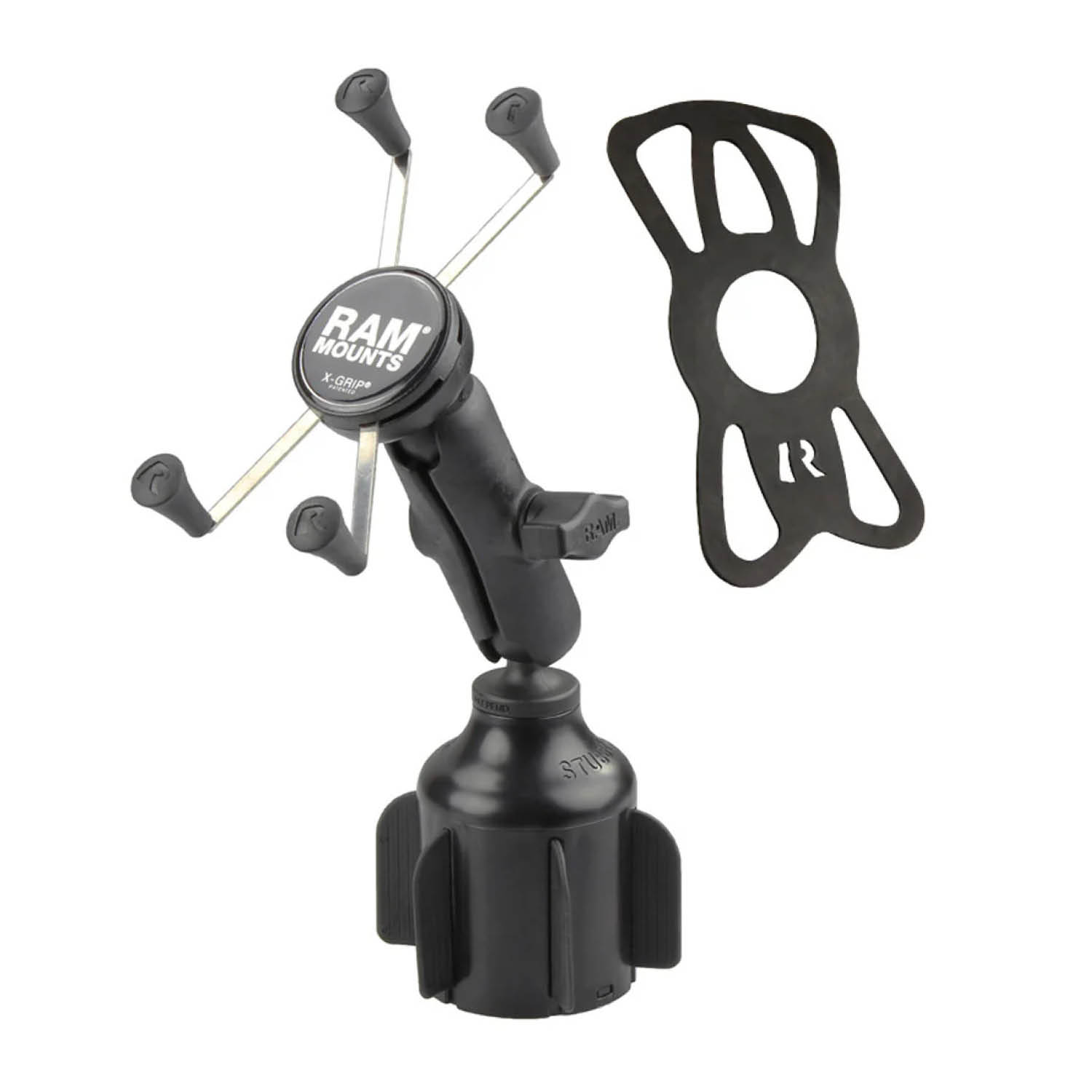 RAM Mounts X-Grip Fahrzeug-Halterung für Smartphones (Verbundstoff) - Bis 114,3 mm Breite - Mittlerer Verbindungsarm - Getränkehalter Basiskugel (Durchmesser 65,27 mm bis 88,9 mm) - B-Kugel (1 Zoll)