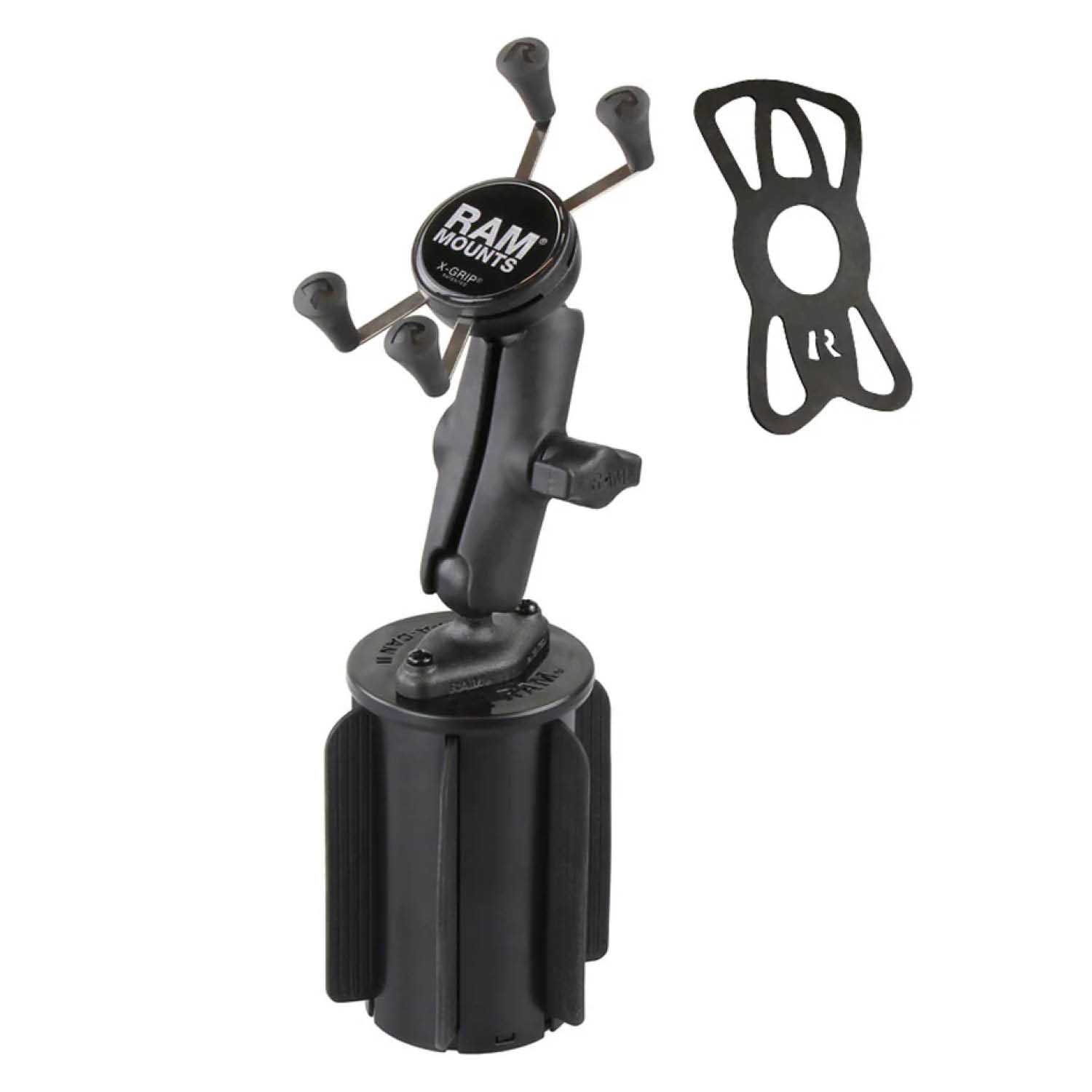 RAM Mounts X-Grip Fahrzeug-Halterung für Smartphones (Verbundstoff) - Bis 82,55 mm Breite - Mittlerer Verbindungsarm - Getränkehalter Basis (Durchmesser 65,27 mm bis 88,9 mm) - B-Kugel (1 Zoll)