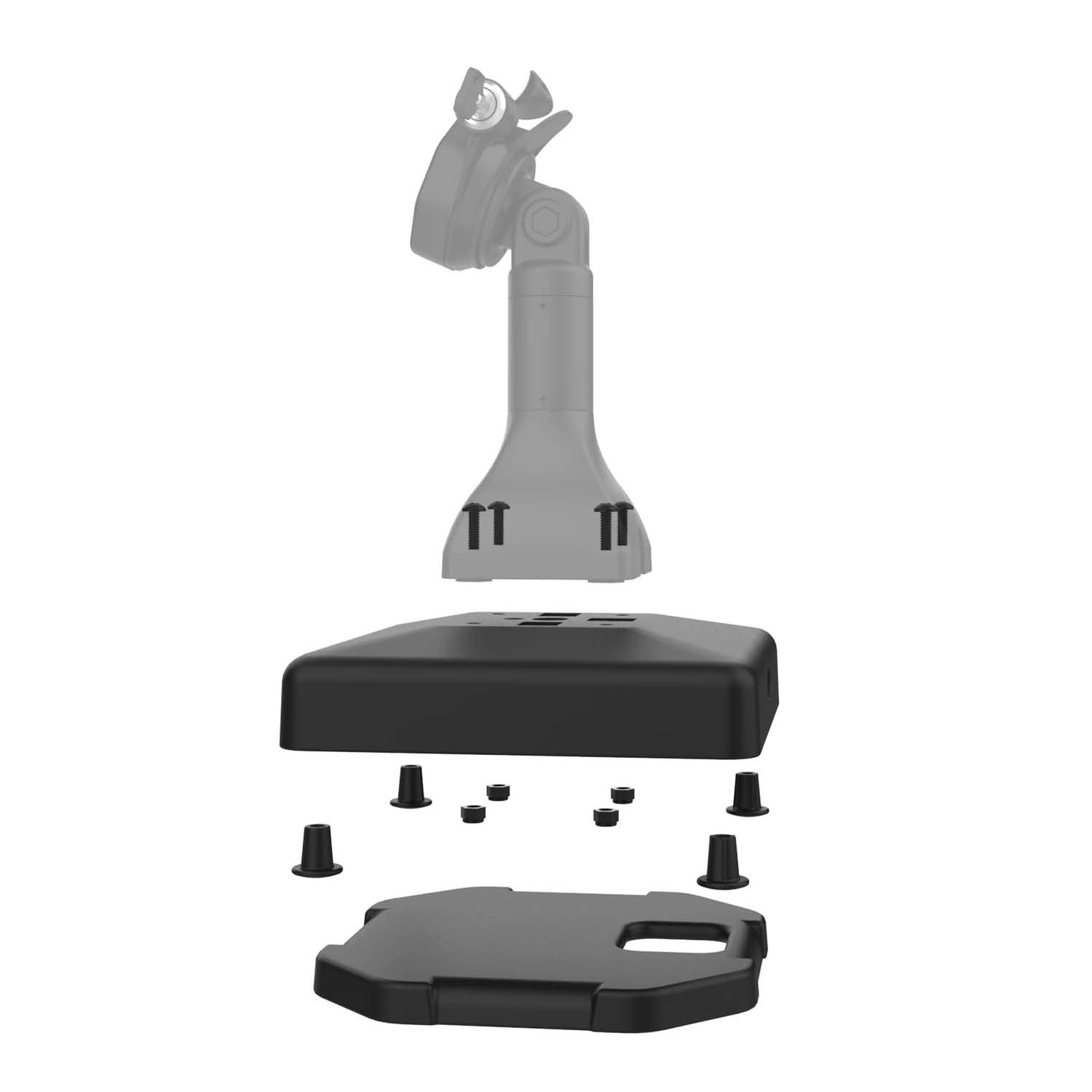 RAM Mounts Verbundstoff-Standbasis inkl. Gewicht - Lochraster für GDS Standfüsse, 228 x 228 mm, Schrauben-Set