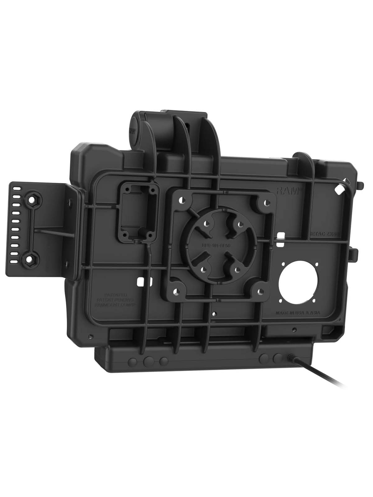 RAM Mounts Form-Fit Halteschale (mit Schnappverschluss) für Getac ZX80 Rugged Tablet - 5.5mm Stromanbindung - AMPS 4-Loch Aufnahme - VESA 75x75 - Schrauben-Set