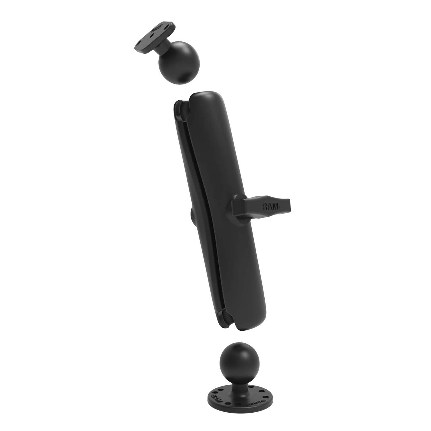 RAM Mounts Aufbau-Set - C-Kugel (1,5 Zoll), runde Basisplatte (4-Loch AMPS), langer Verbindungsarm, Diamond-Basisplatte (Trapez, 2-Loch AMPS)