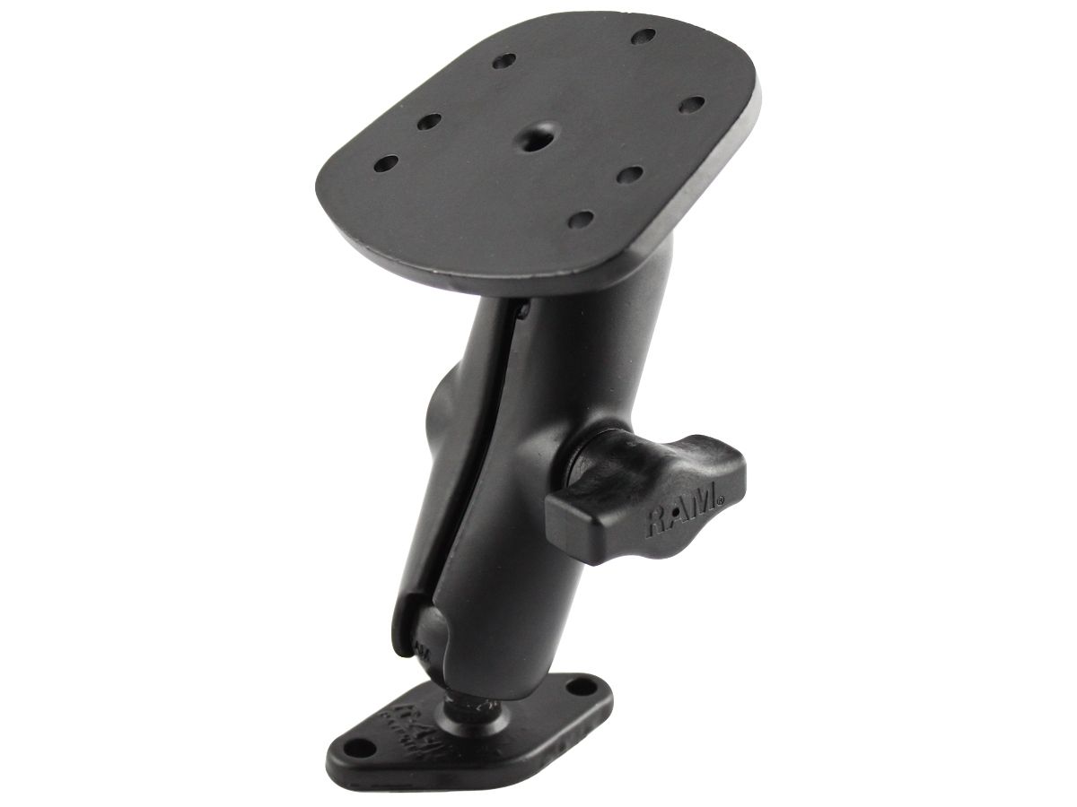 RAM Mounts Marine-Aufbauhalterung Humminbird Piranha - B-Kugel (1 Zoll), Diamond-Basisplatte (Trapez), mittlerer Verbindungsarm, Adapterplatte