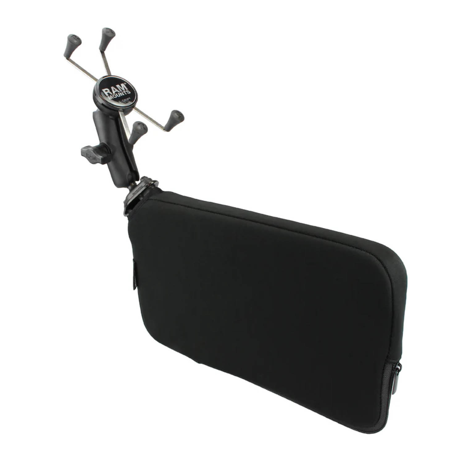 RAM Mounts X-Grip Fahrzeug-Halterung für Smartphones (Verbundstoff) - Bis 114,3 mm Breite - Mittlerer Verbindungsarm - Tough-Wedge Basis mit Trapez-Kugel (Aufblasbar) - B-Kugel (1 Zoll)
