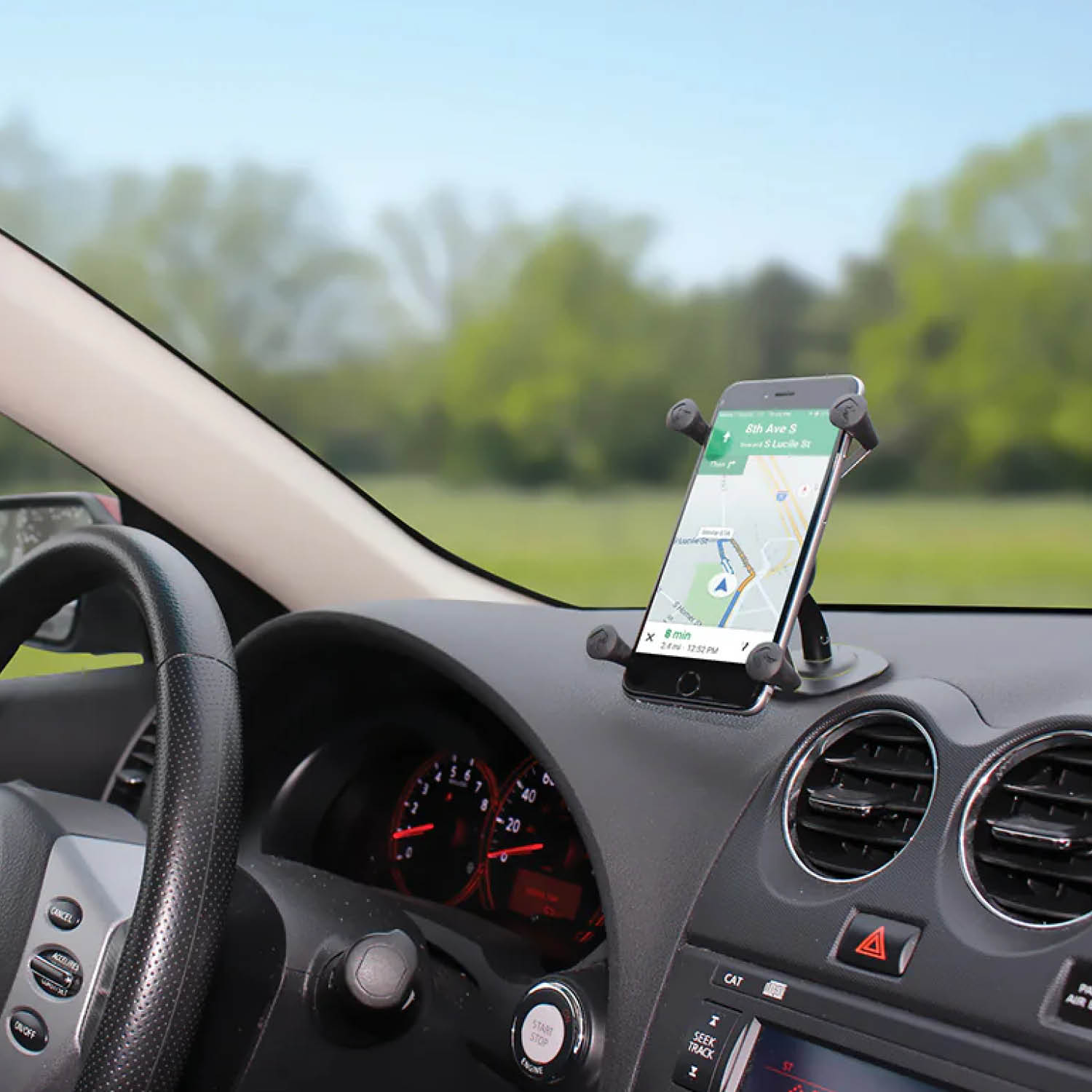 RAM Mounts X-Grip Lil Buddy-Halterung für Smartphones (Verbundstoff) - Bis 114,3 mm Breite - Runde Klebebasis - Snap-Link (3/4 Zoll) - Direkte Anbindung