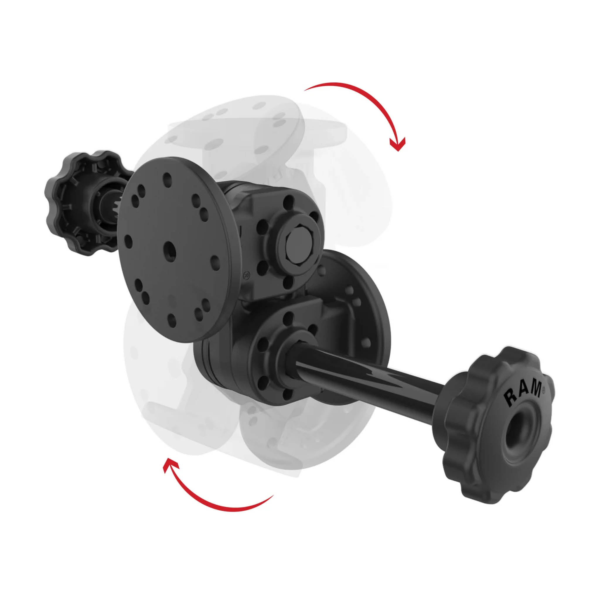 RAM Mounts Doppel-Drehgelenk-Halterung (gerade) mit Arretier-Adaptern - Verbundstoff, 2-/4-Loch AMPS