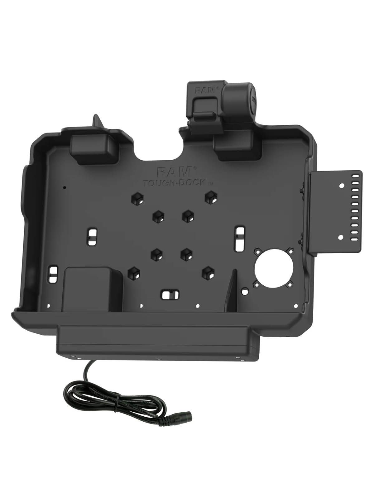 RAM Mounts Form-Fit Halteschale (mit Schnappverschluss) für Getac ZX10 Rugged Tablet - 5.5mm DC Stromanbindung - AMPS 4-Loch Aufnahme - VESA 75x75 - Schrauben-Set