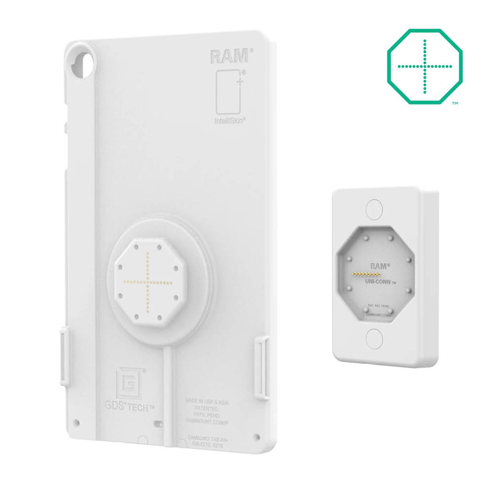 RAM Mounts GDS Uni-Conn Wand-Ladestation mit PoE (Power over Ethernet) - Magnetisch - RJ45-Anschluss - Hellgrau