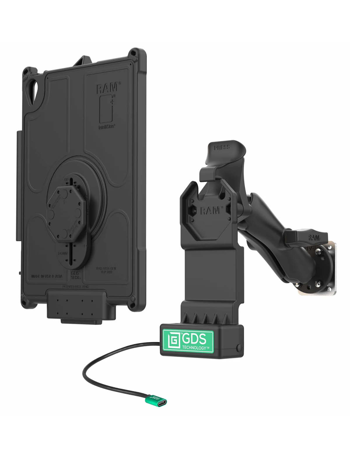 RAM Mounts GDS Uni-Conn Fahrzeug-Kit für Apple iPad (10. Gen.) - C-Kugel (1,5 Zoll), USB-C