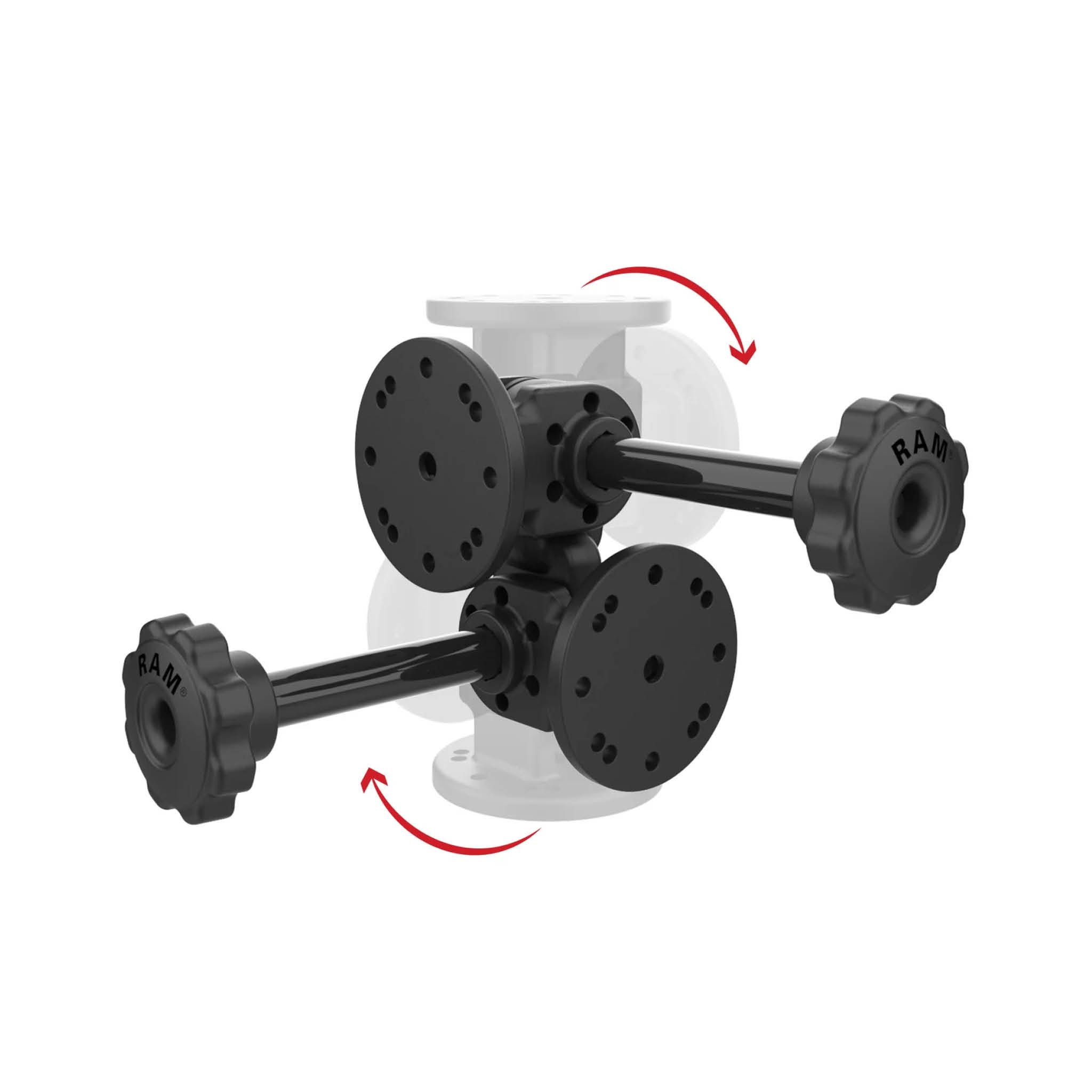 RAM Mounts Doppel-Drehgelenk-Halterung (Verbundstoff) mit Arretier-Adaptern - 2-/4-Loch AMPS