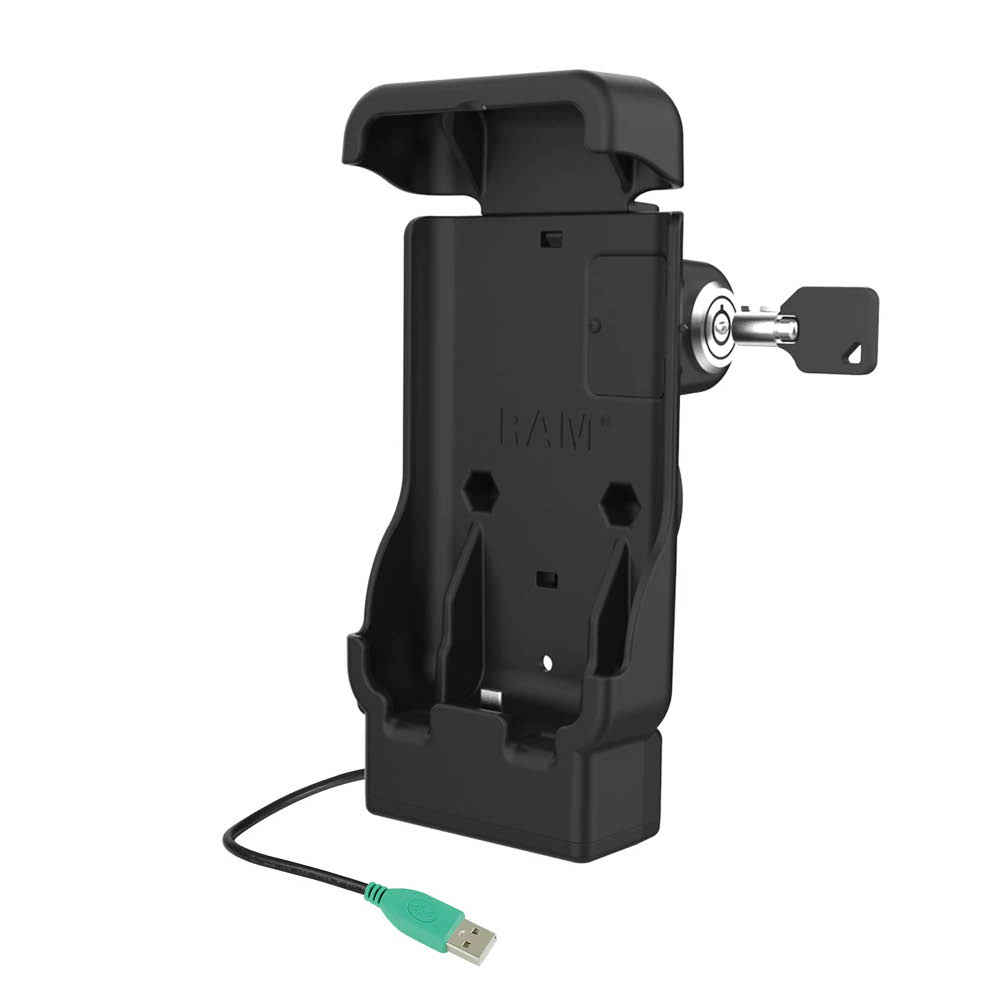 RAM Mounts Fahrzeug-Ladestation für Zebra EM45 - abschließbar, USB-C, 2-Loch AMPS