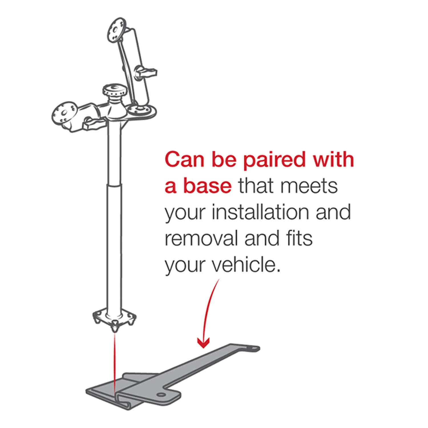 RAM Mounts Tele-Pole Standfuss (18 Zoll) mit Schwenkarm und Doppelhalterung - C-Kugel (1,5 Zoll), 4-Loch AMPS-Anbindung